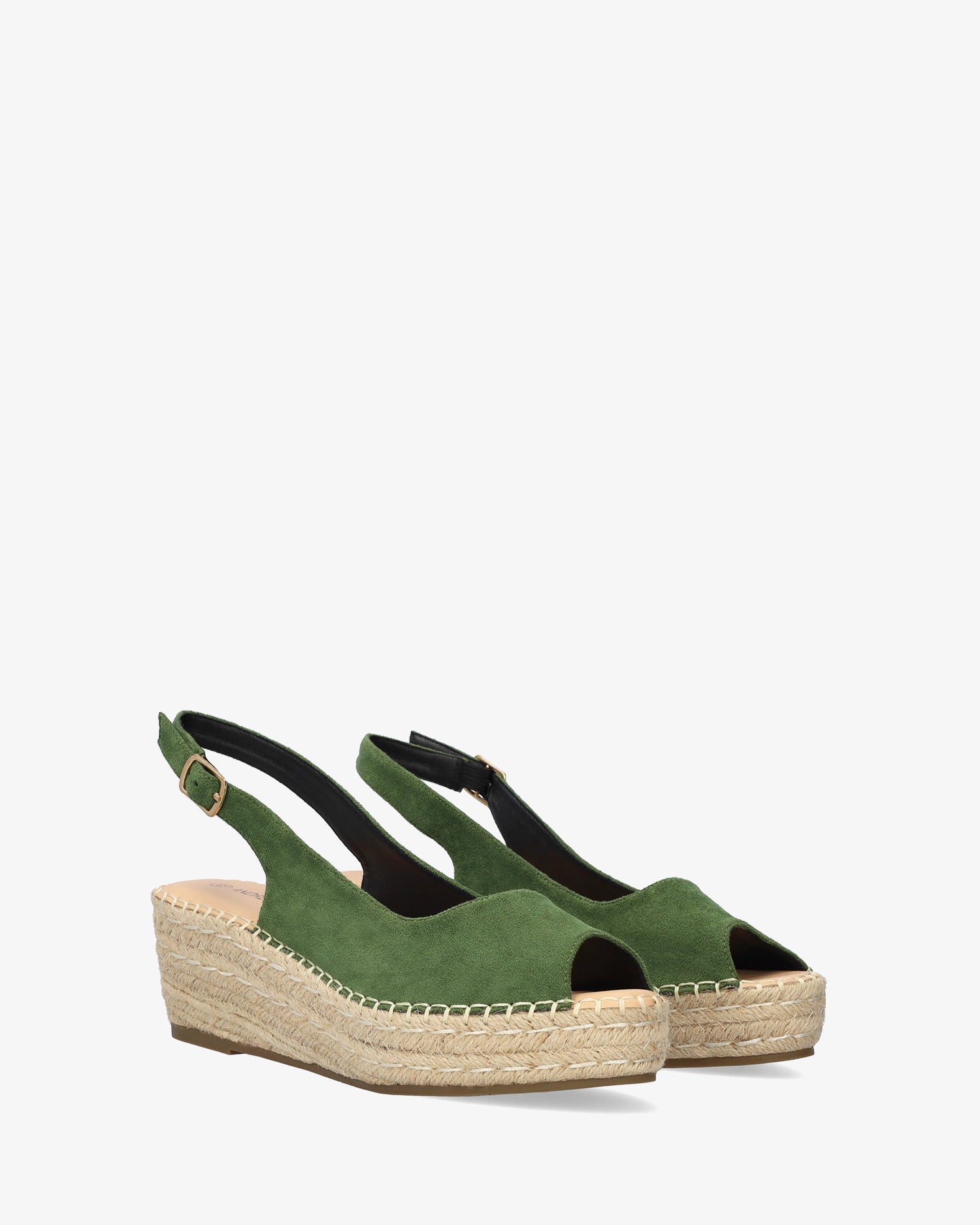 Alpargata de cuña en símil ante verde