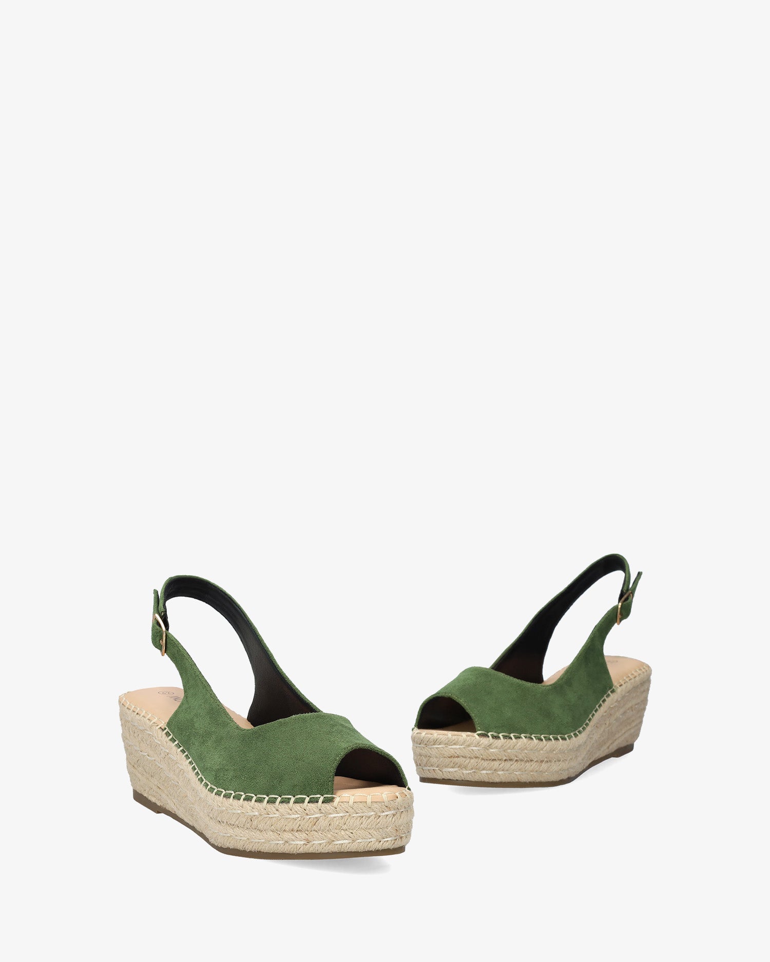 Alpargata de cuña en símil ante verde