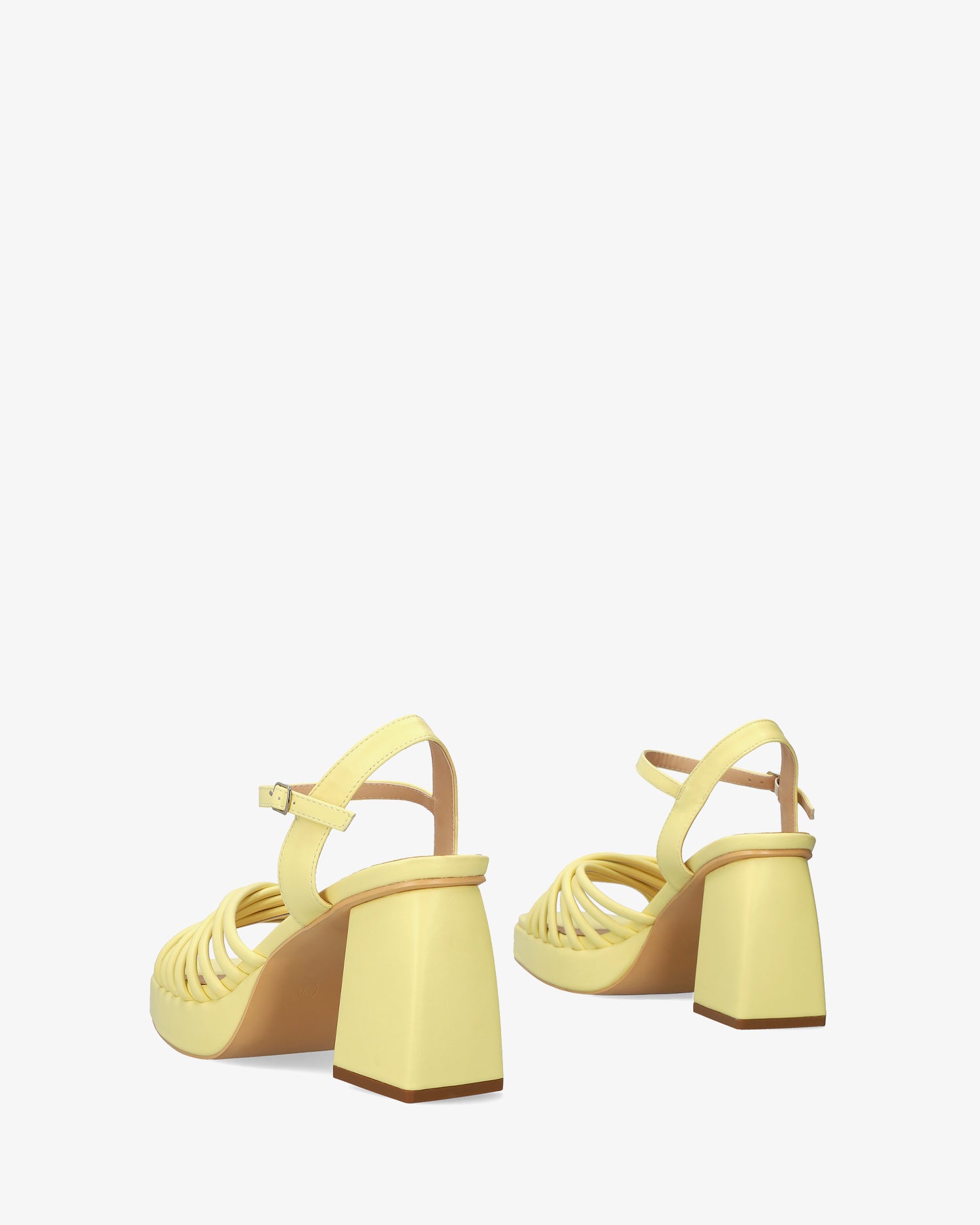 Sandale en soft jaune à talon large et plateforme