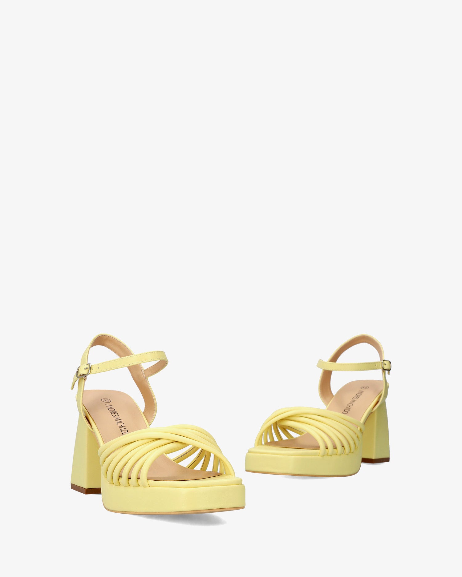 Sandale en soft jaune à talon large et plateforme