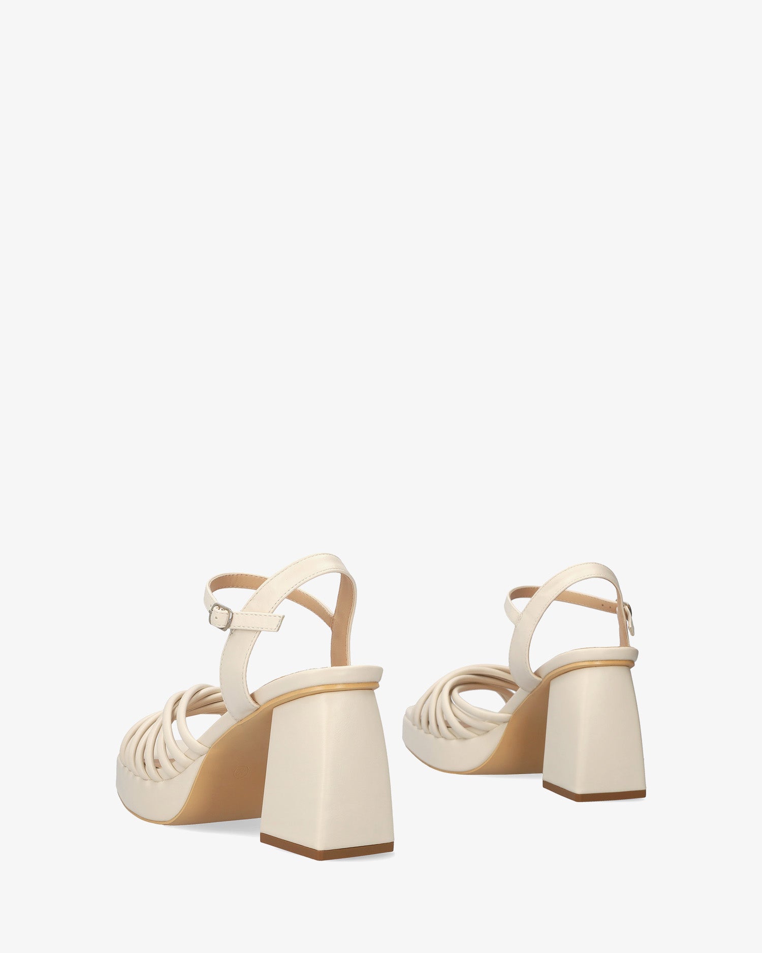 Sandale en soft beige à talon large et plateforme