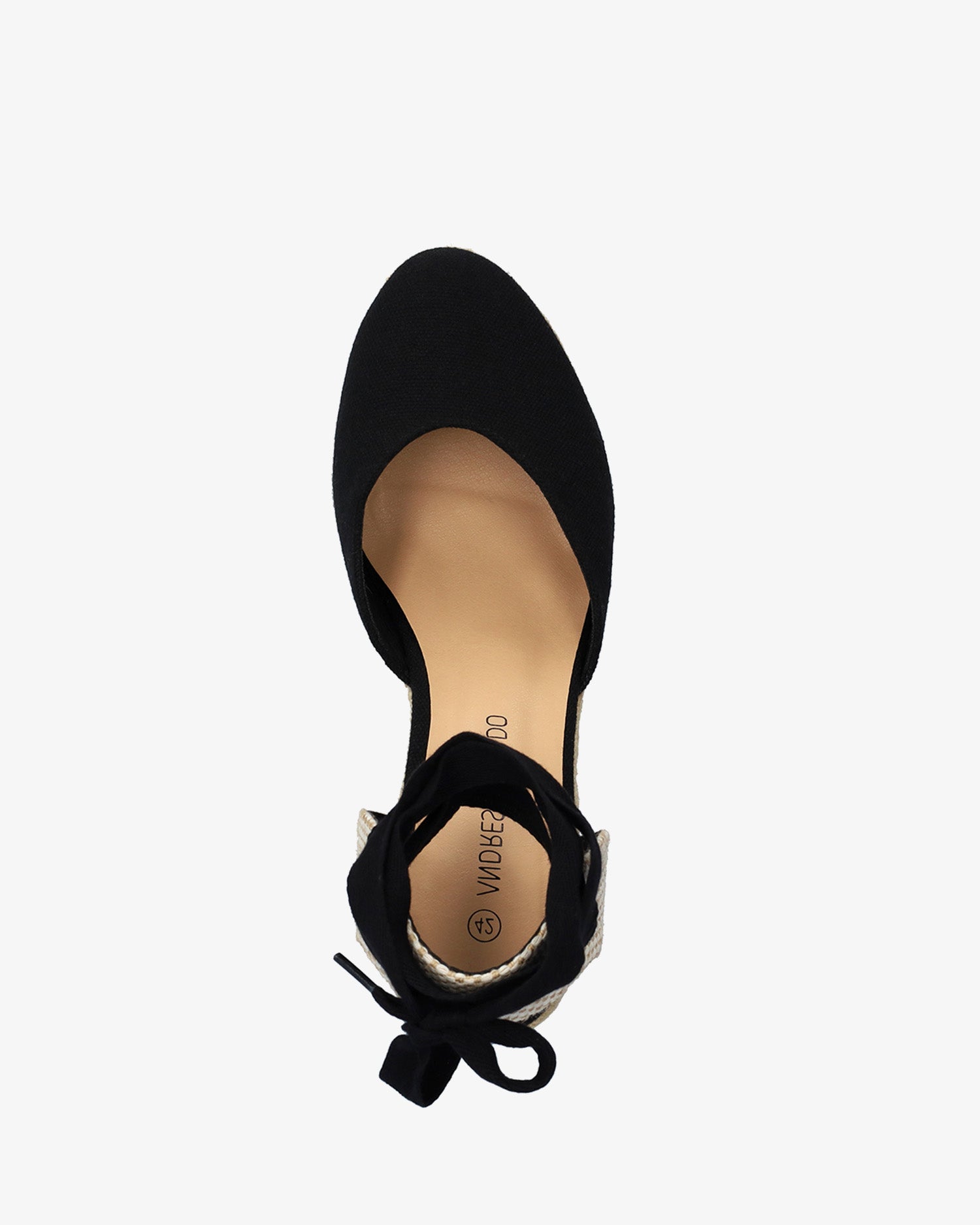 Sandalia de cuña negro con lazada ajustable