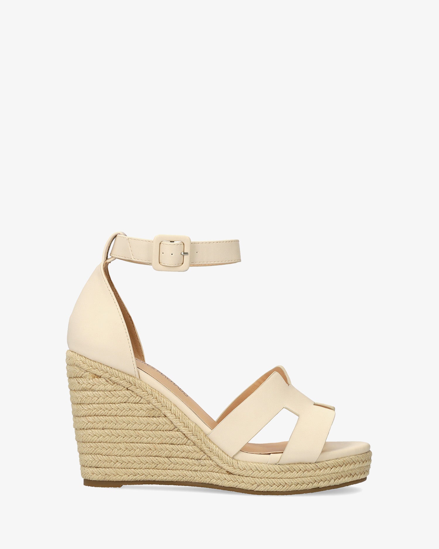 Espadrille en soft crème avec talon compensé en jute