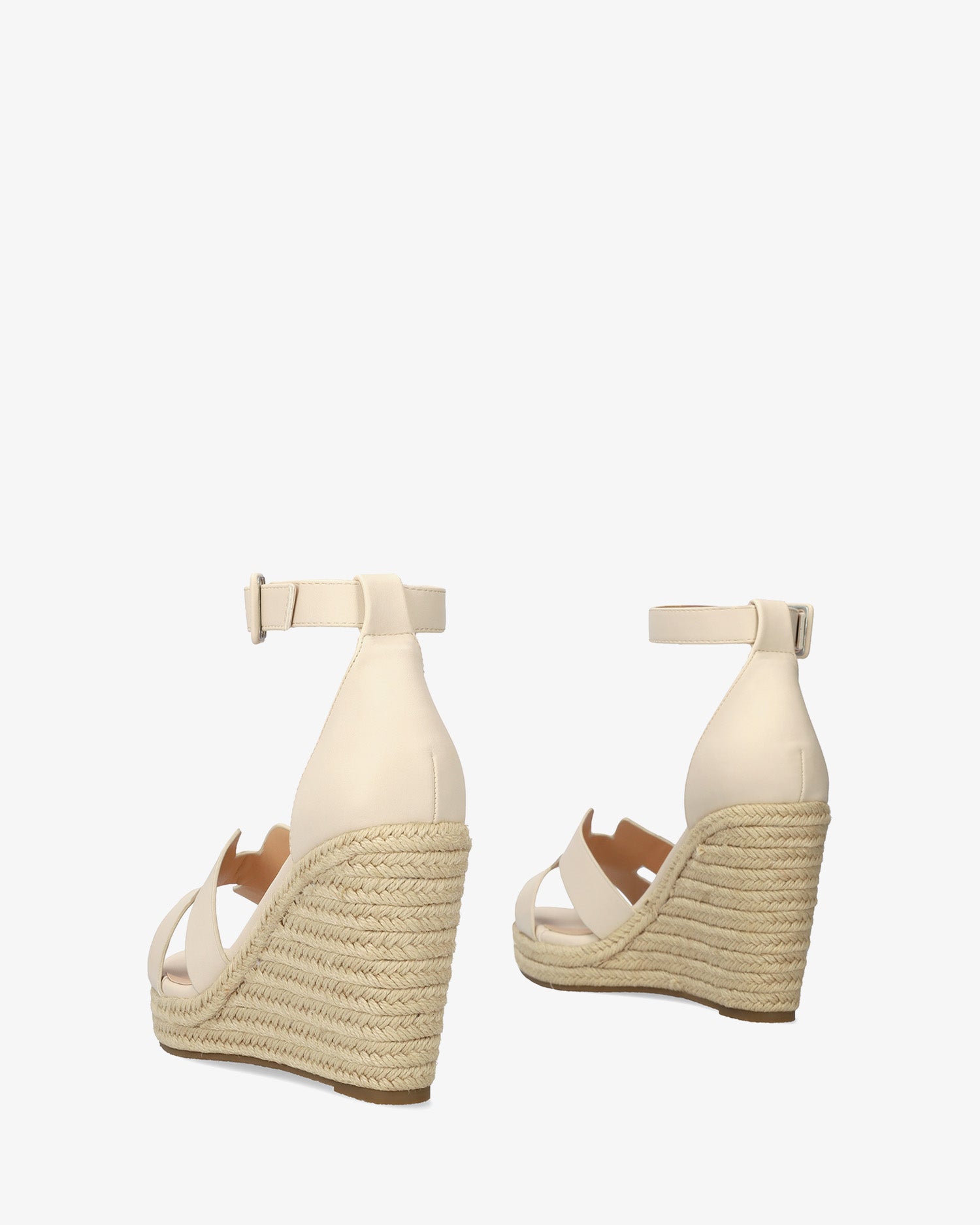 Espadrille en soft crème avec talon compensé en jute