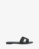 Flat black raffia sandal 