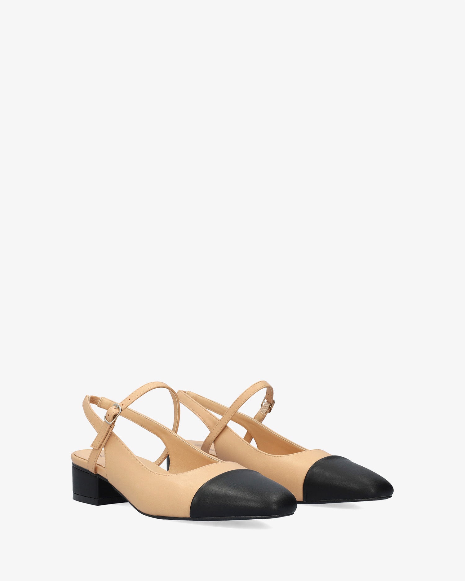 Rounded-toe slingback court shoe in soft beige