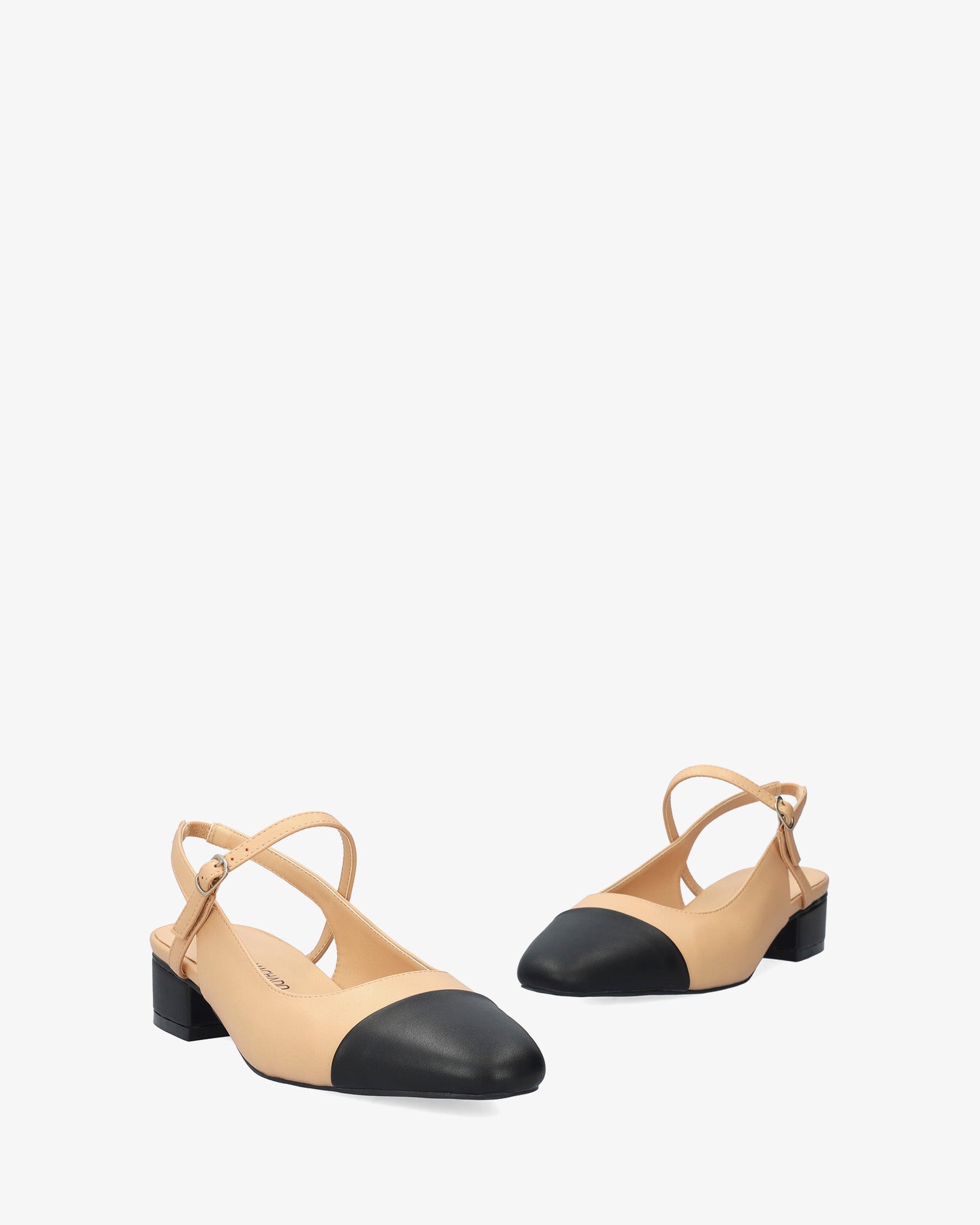 Rounded-toe slingback court shoe in soft beige