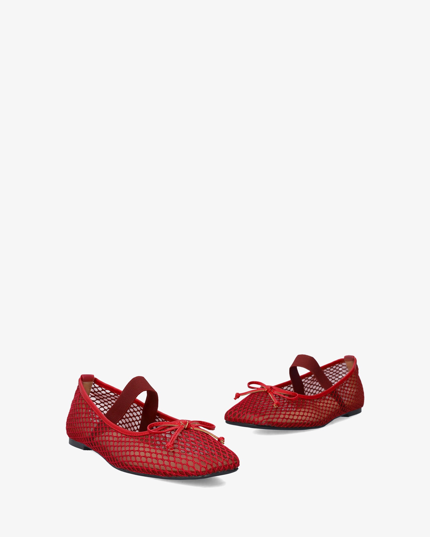 Bailarina plana en rejilla rojo