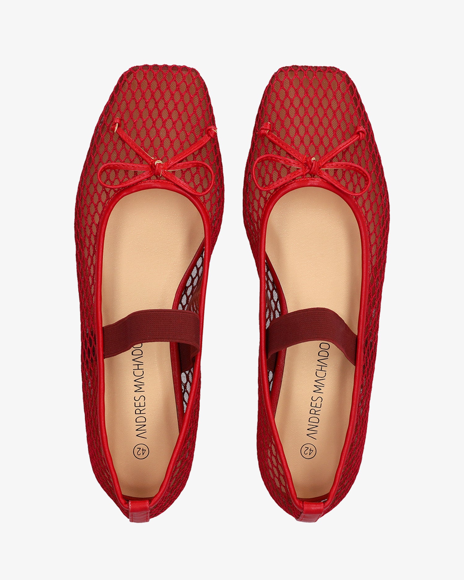 Bailarina plana en rejilla rojo