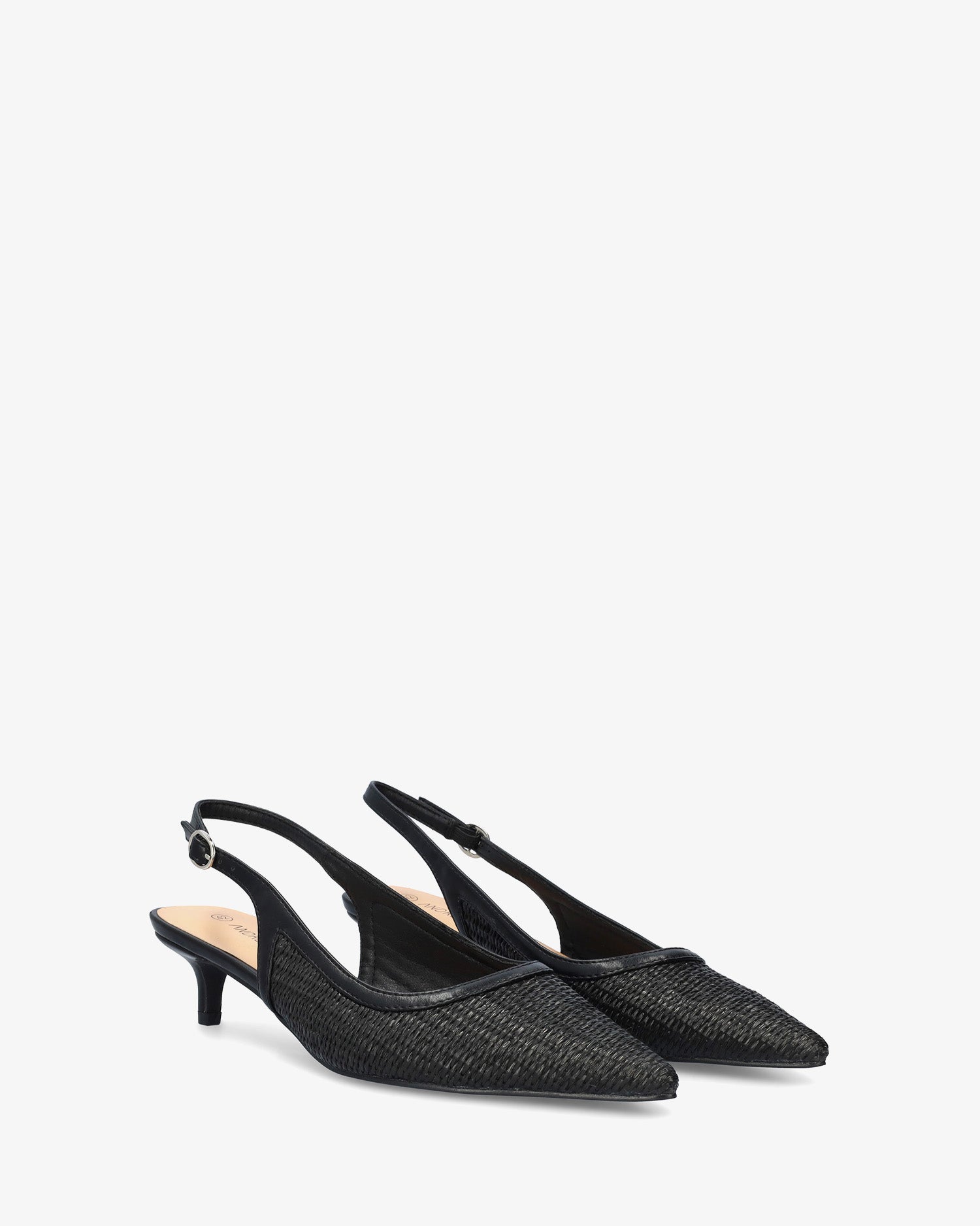 Pointed-toe slingback court shoe black