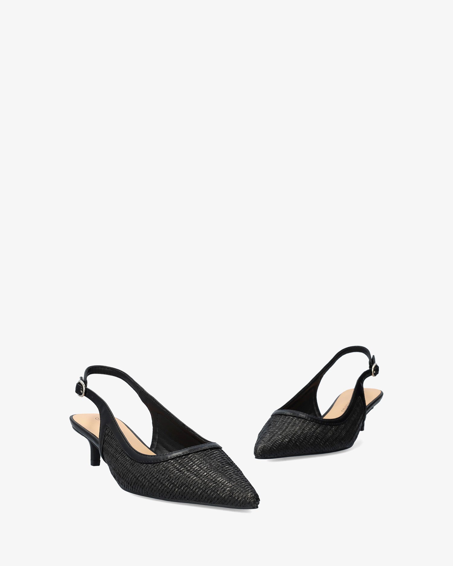 Pointed-toe slingback court shoe black