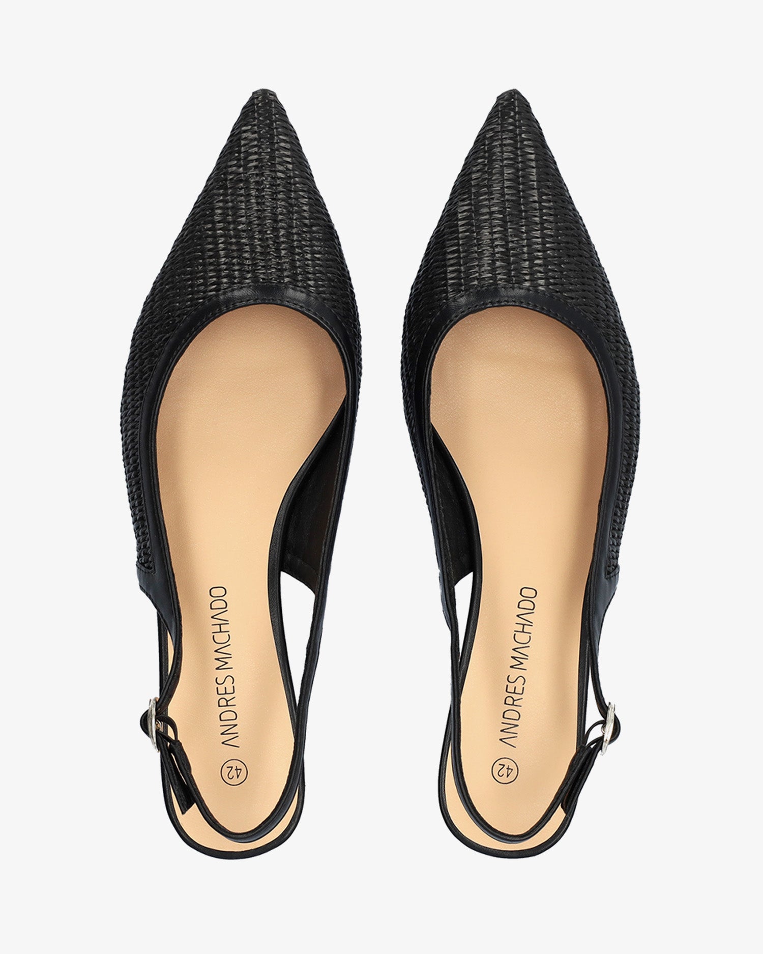 Pointed-toe slingback court shoe black