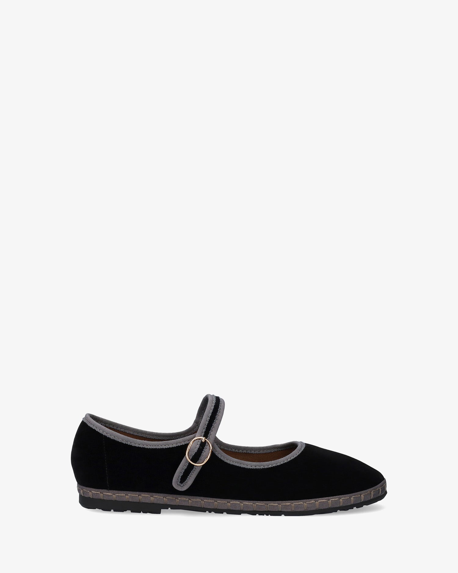 Charcoal black velvet ballet flats 