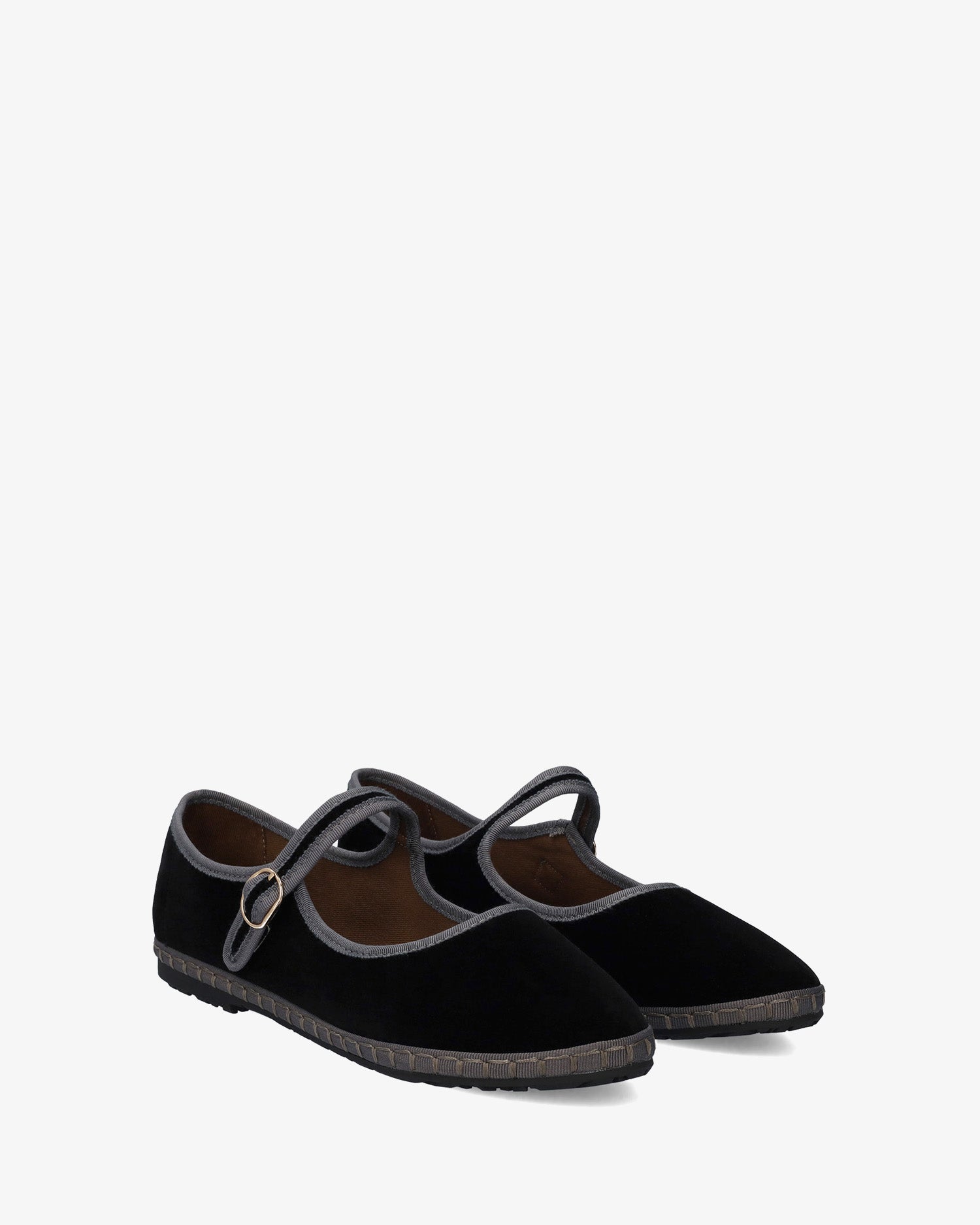 Charcoal black velvet ballet flats 