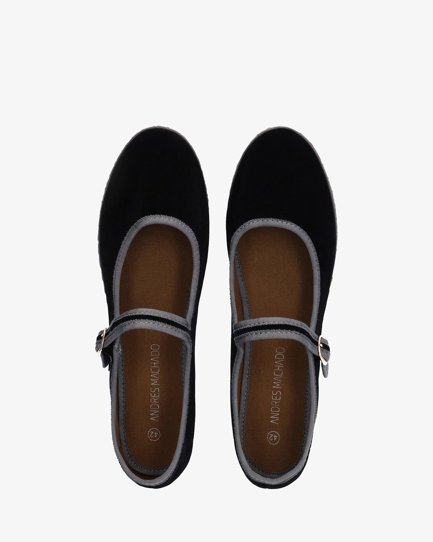 Charcoal black velvet ballet flats 