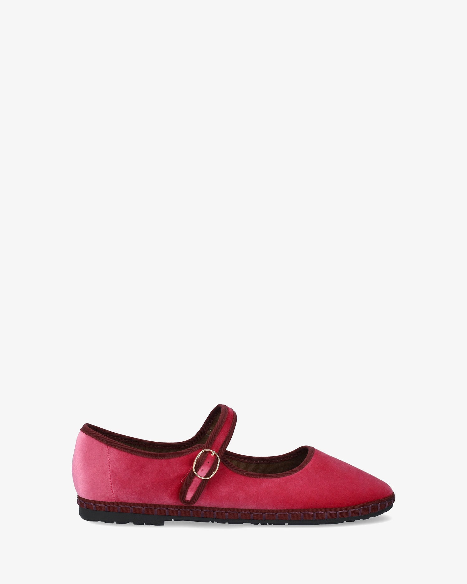 Peony pink velvet ballerina flats 