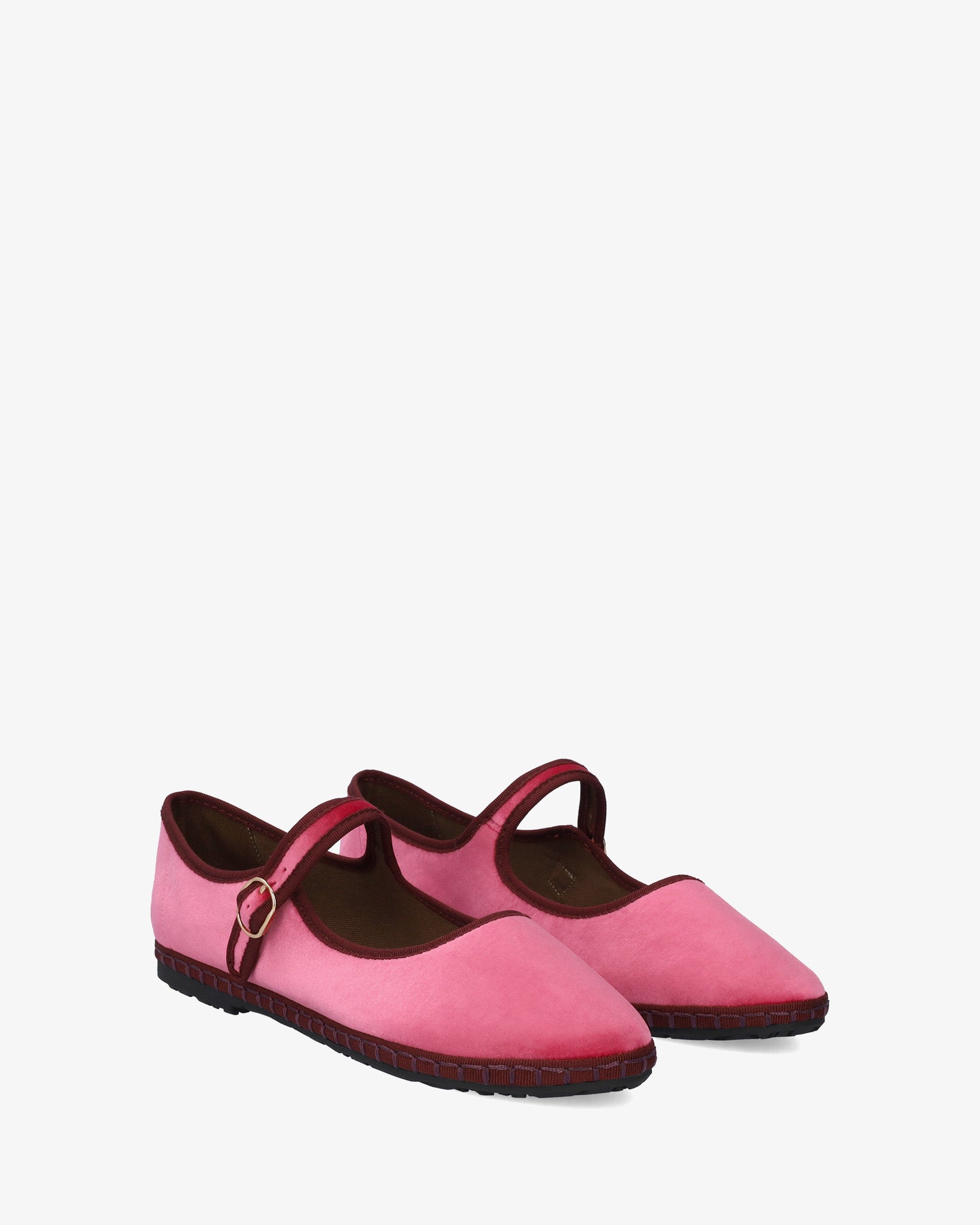 Peony pink velvet ballerina flats 