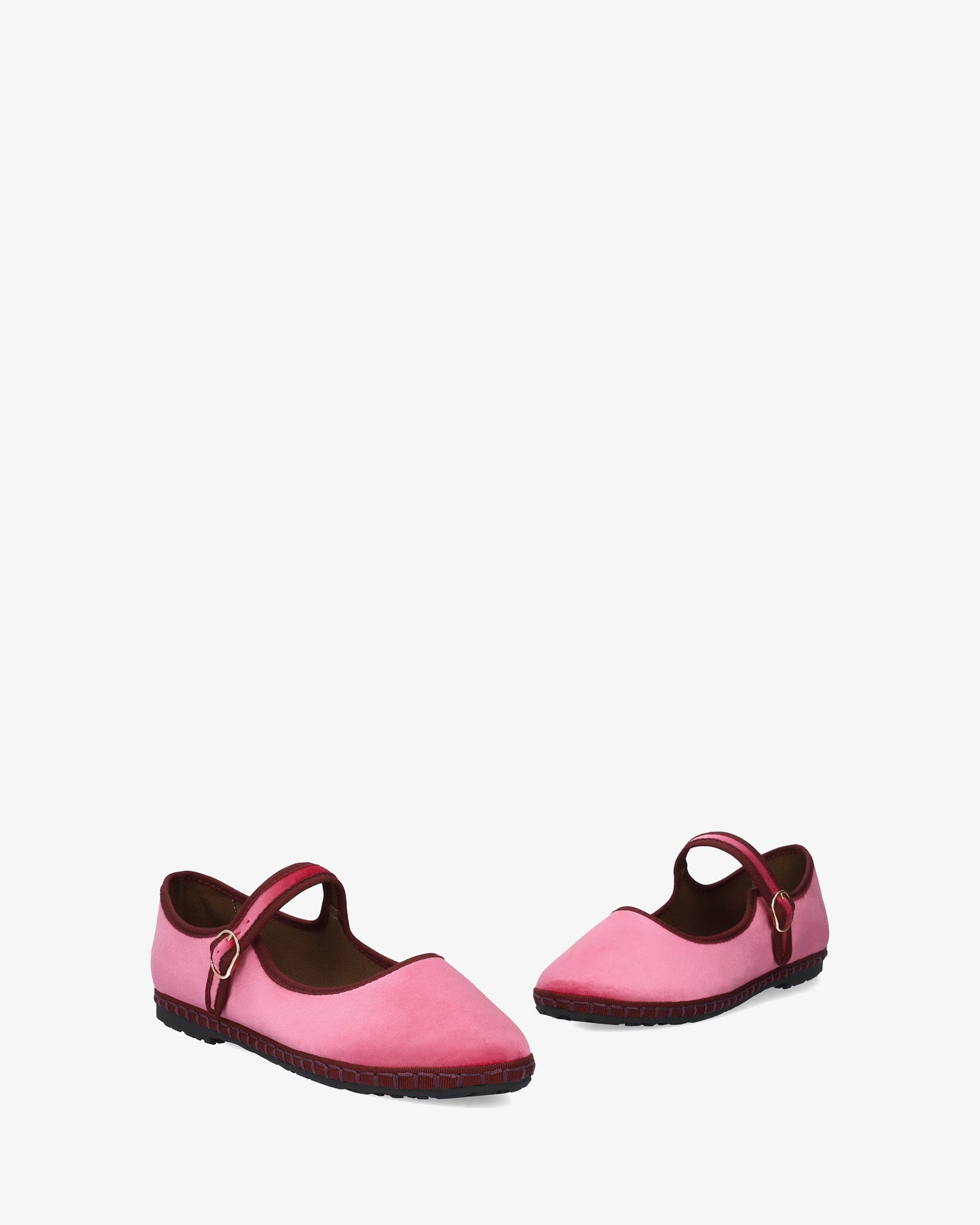 Peony pink velvet ballerina flats 