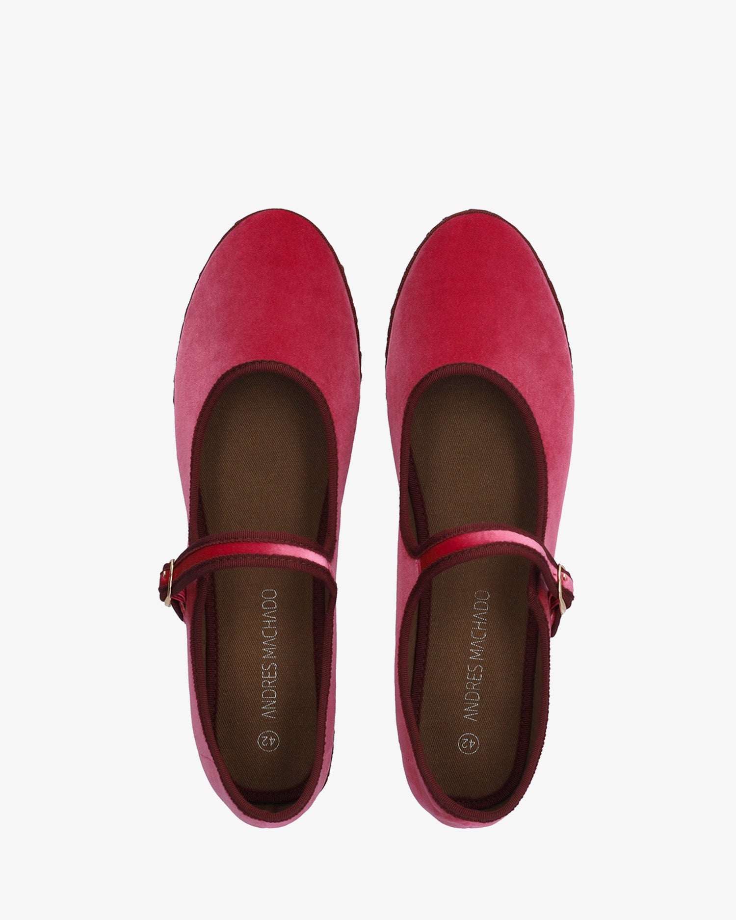Peony pink velvet ballerina flats 