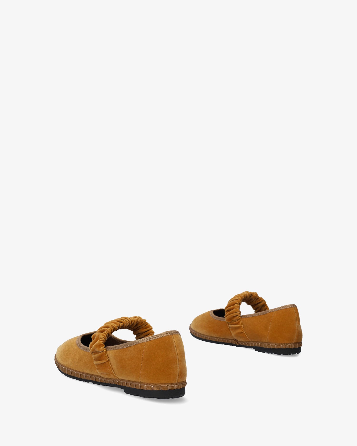 Camel earth-tone velvet ballerina flats 