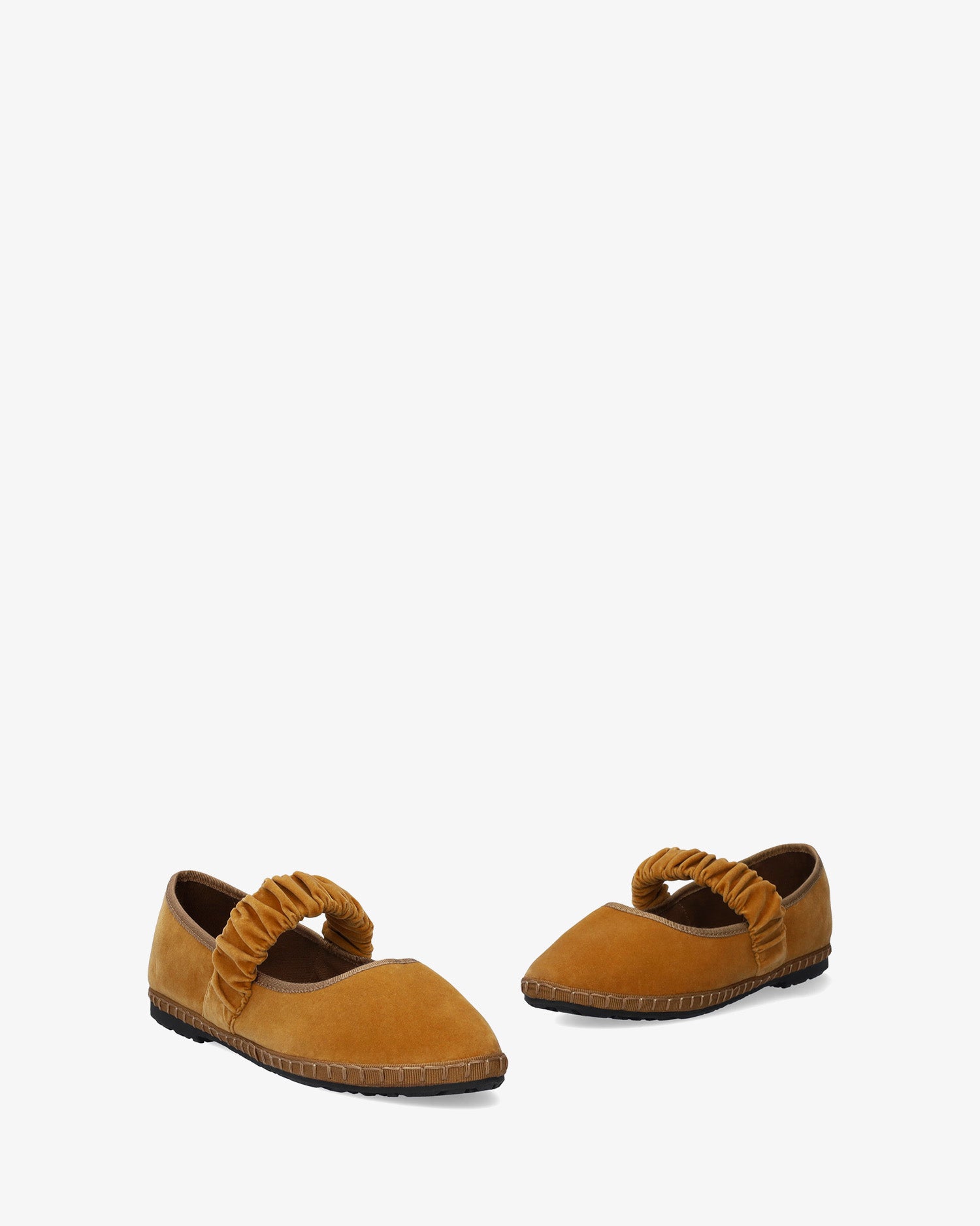 Camel earth-tone velvet ballerina flats 