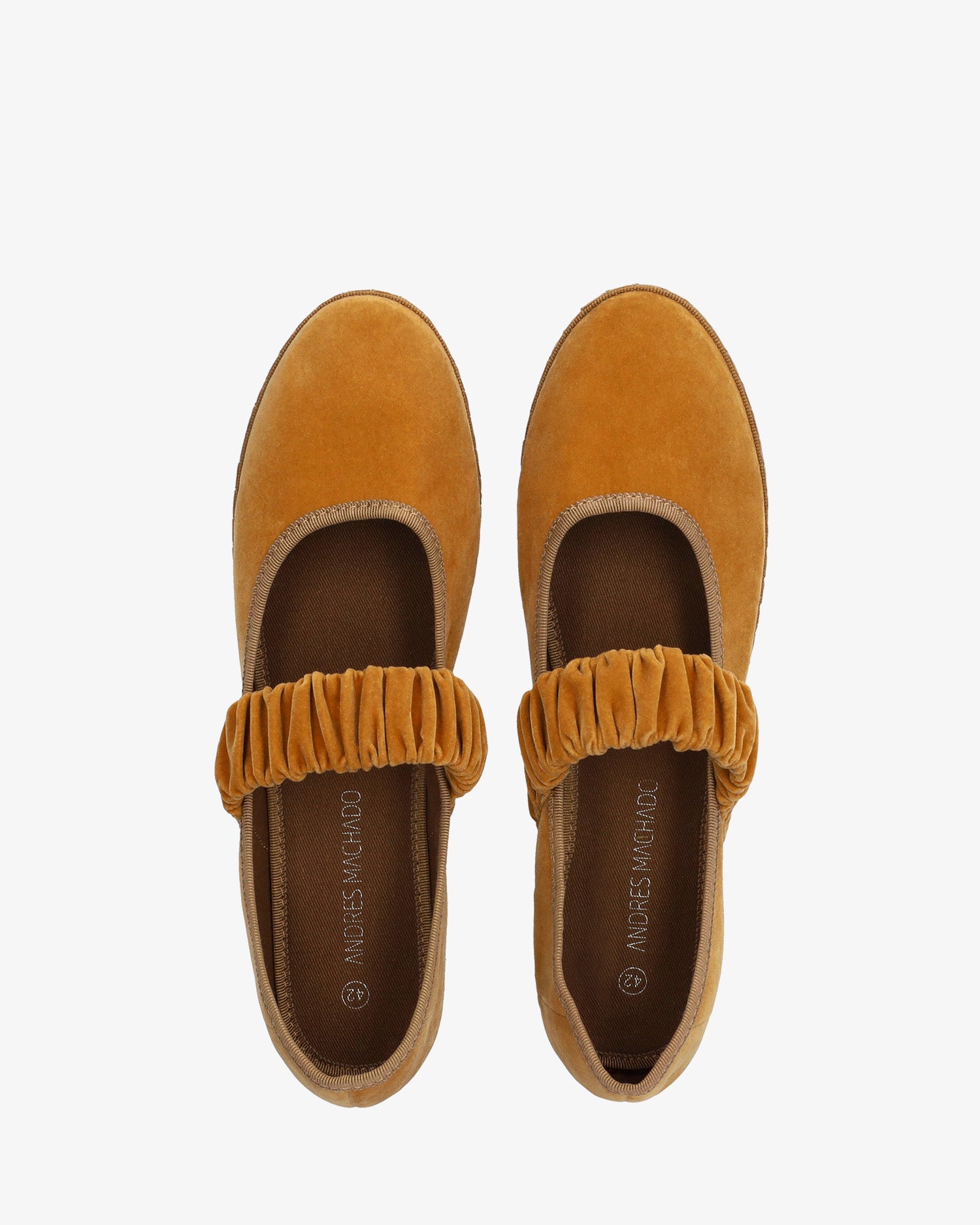 Camel earth-tone velvet ballerina flats 