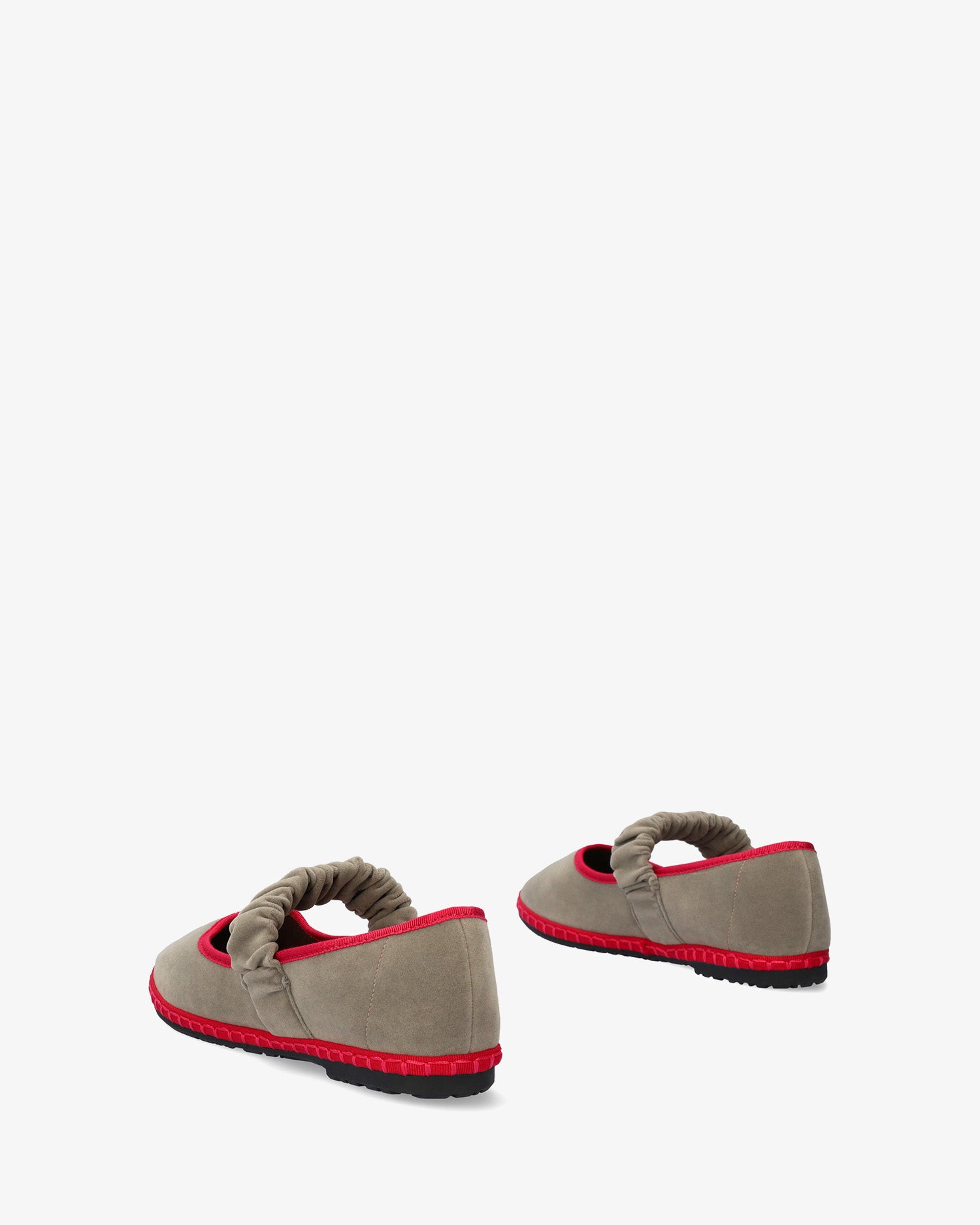 Velvet ballerina flats in stone gray 