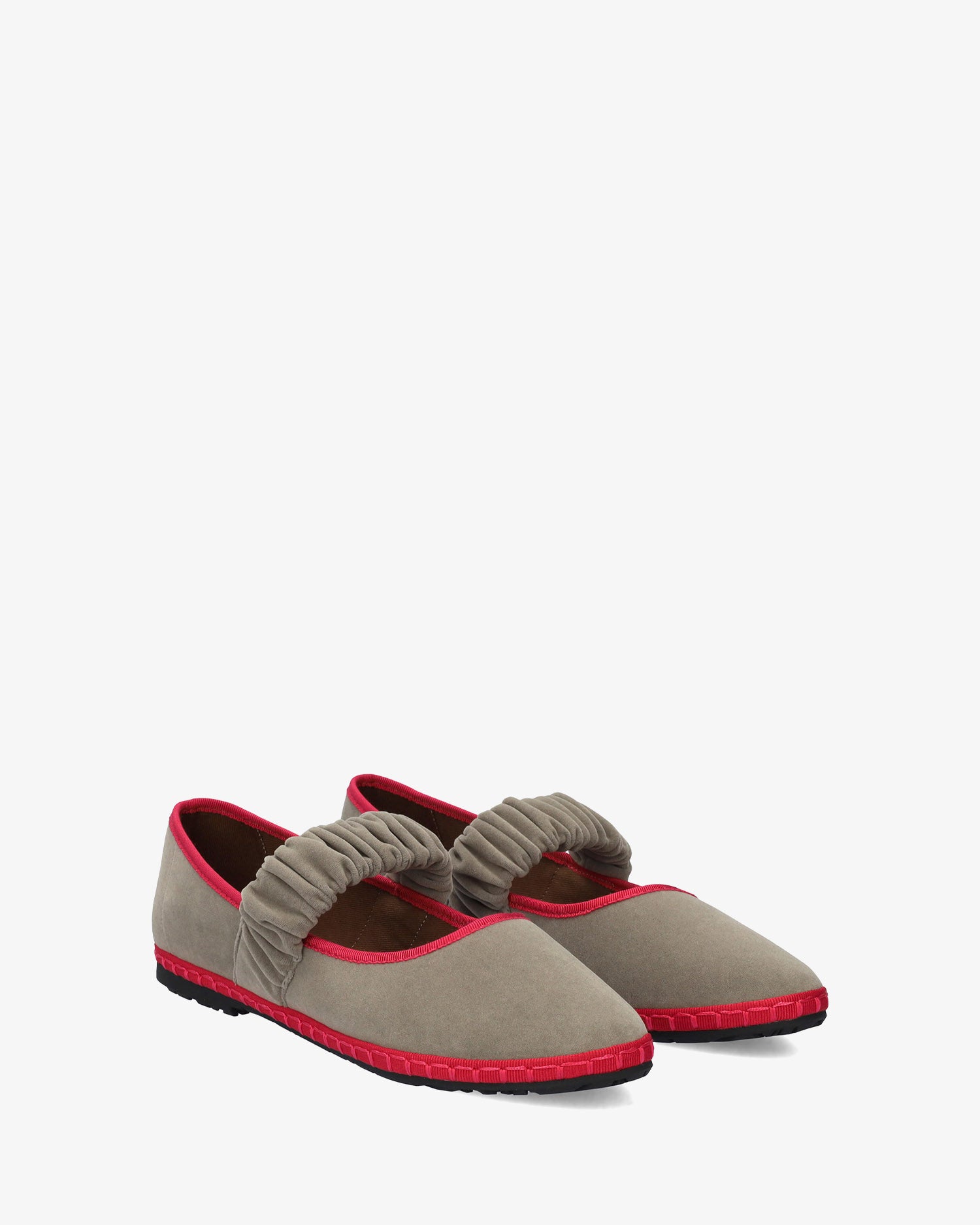 Velvet ballerina flats in stone gray 