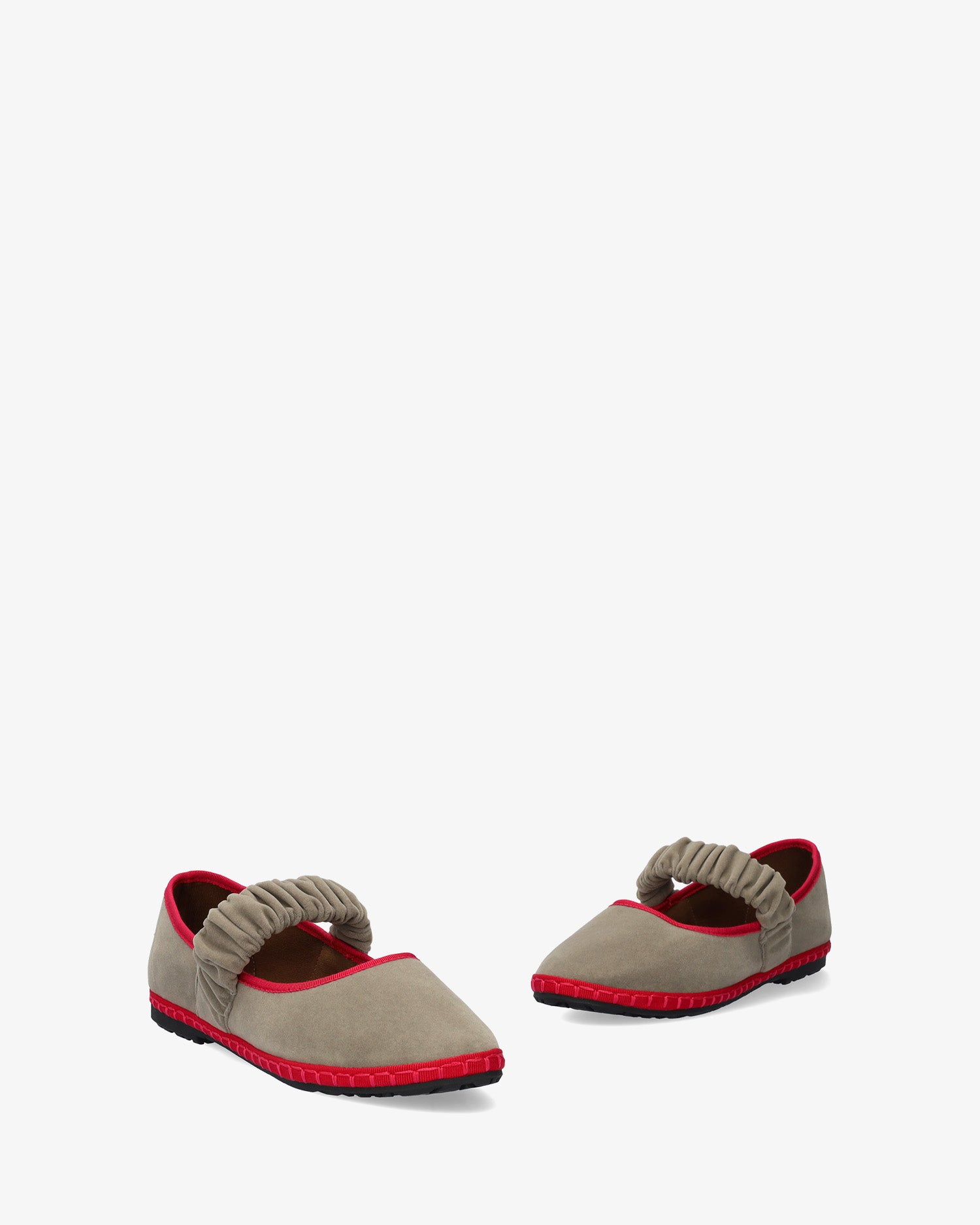 Velvet ballerina flats in stone gray 