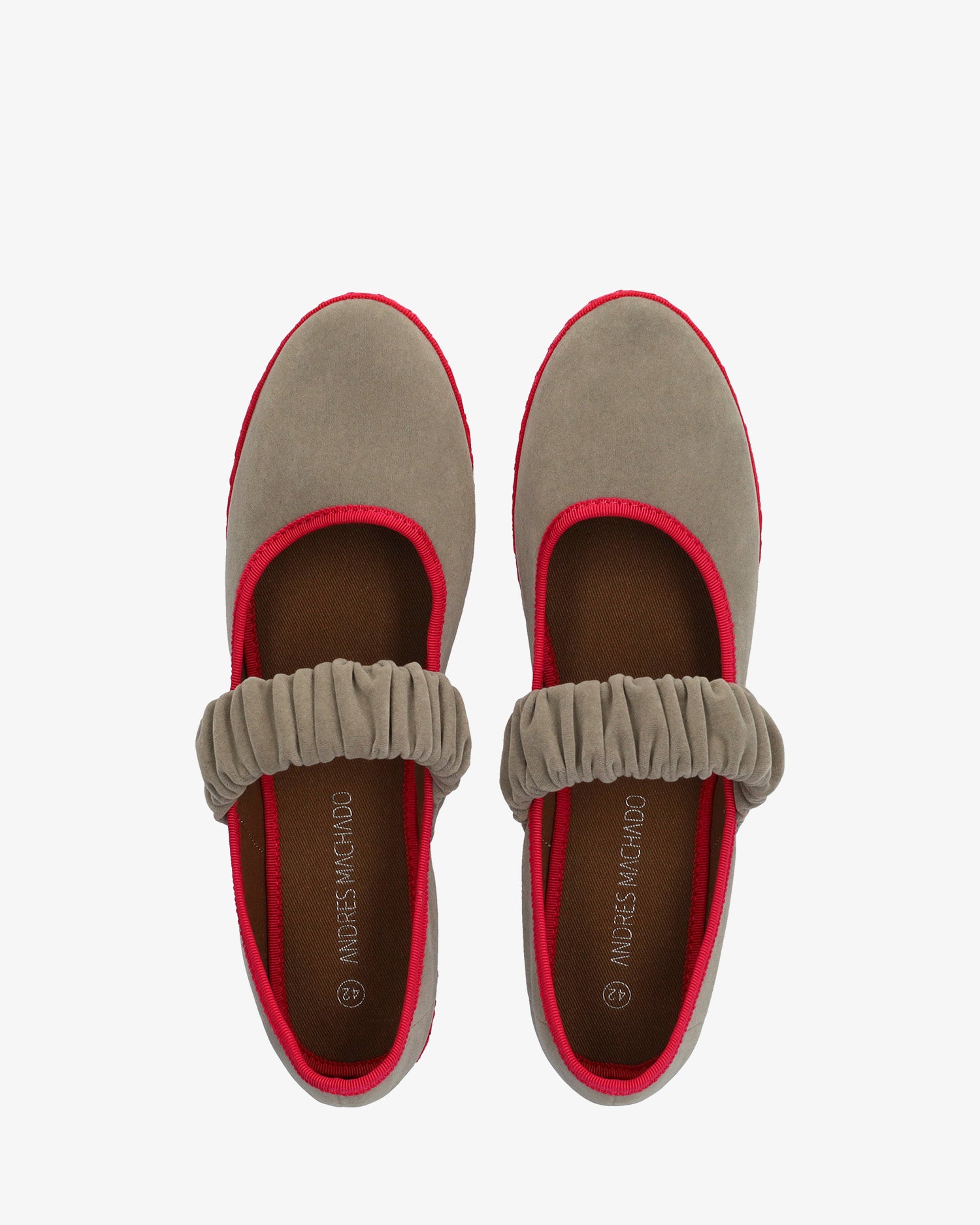 Velvet ballerina flats in stone gray 