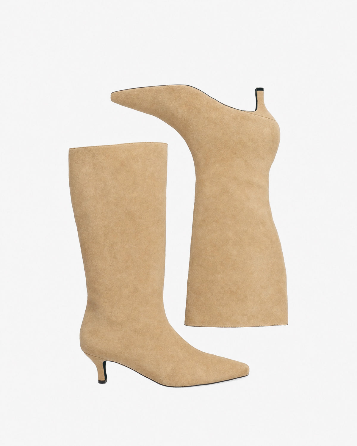 Bota de caña media en símil ante beige