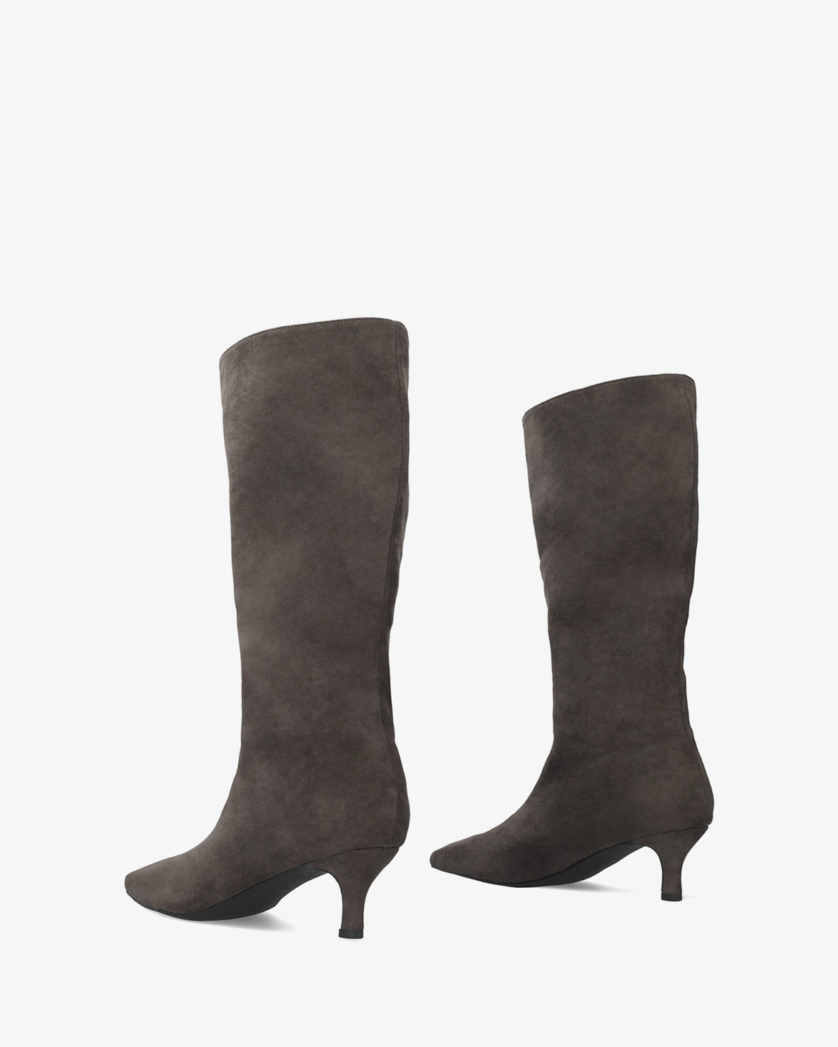 Halbhohe Stiefel in grauer Wildleder-Optik 