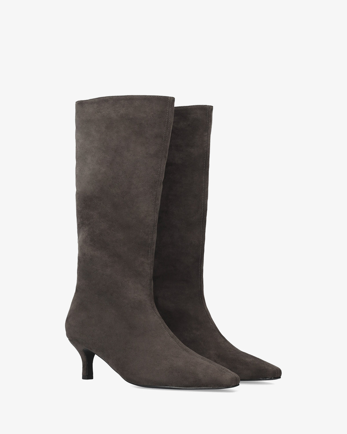 Halbhohe Stiefel in grauer Wildleder-Optik 