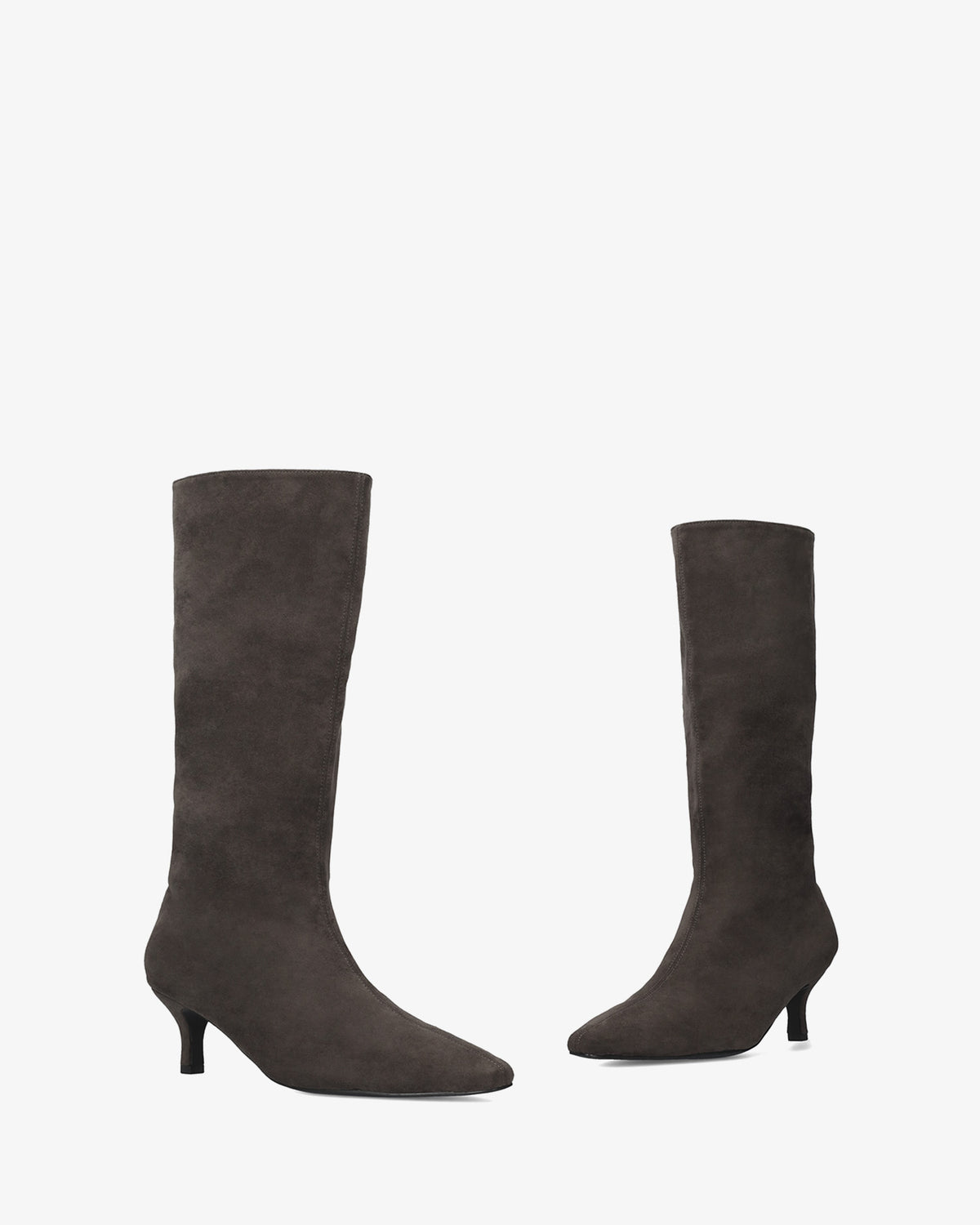 Halbhohe Stiefel in grauer Wildleder-Optik 