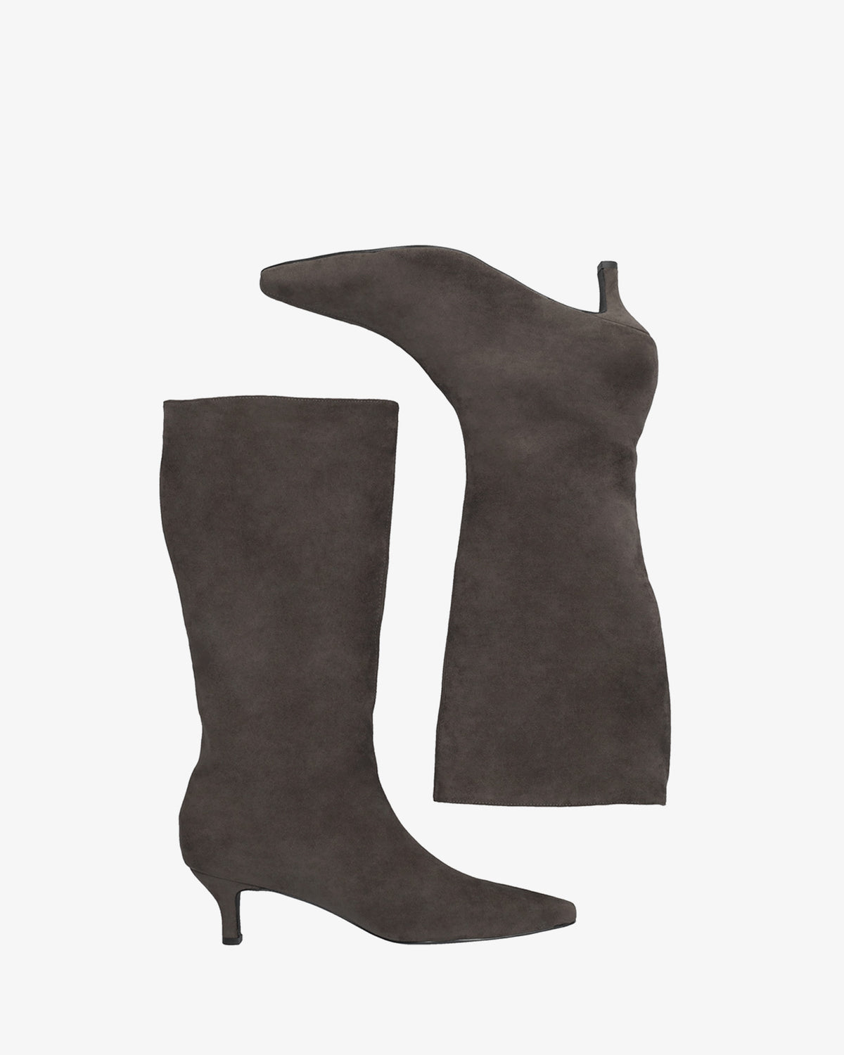 Halbhohe Stiefel in grauer Wildleder-Optik 