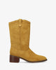 High-shaft ankle boot in a combination of camel suede 