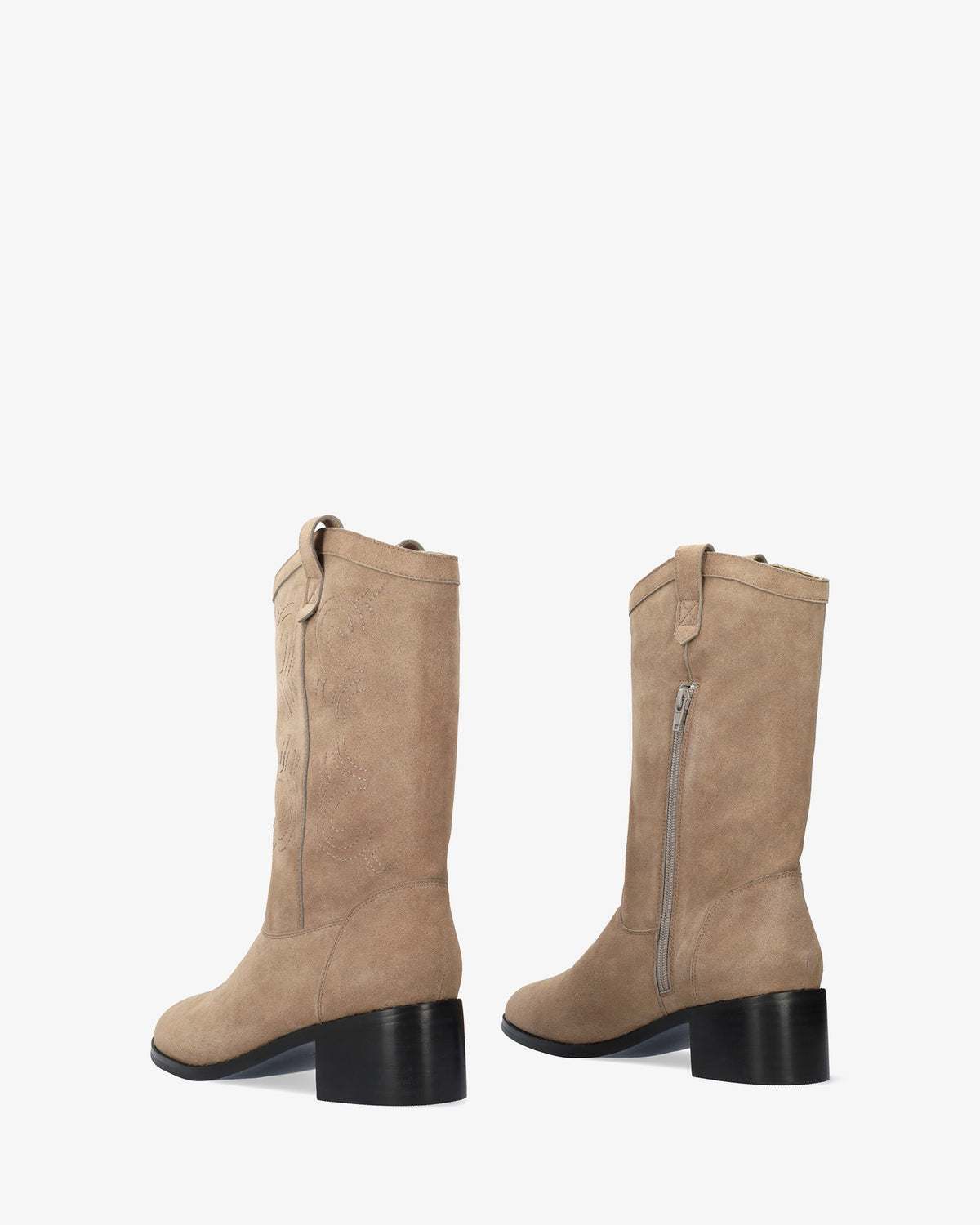 High-top ankle boot in a combination of grey suede 
