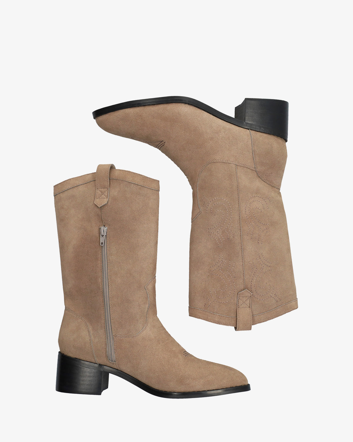High-top ankle boot in a combination of grey suede 