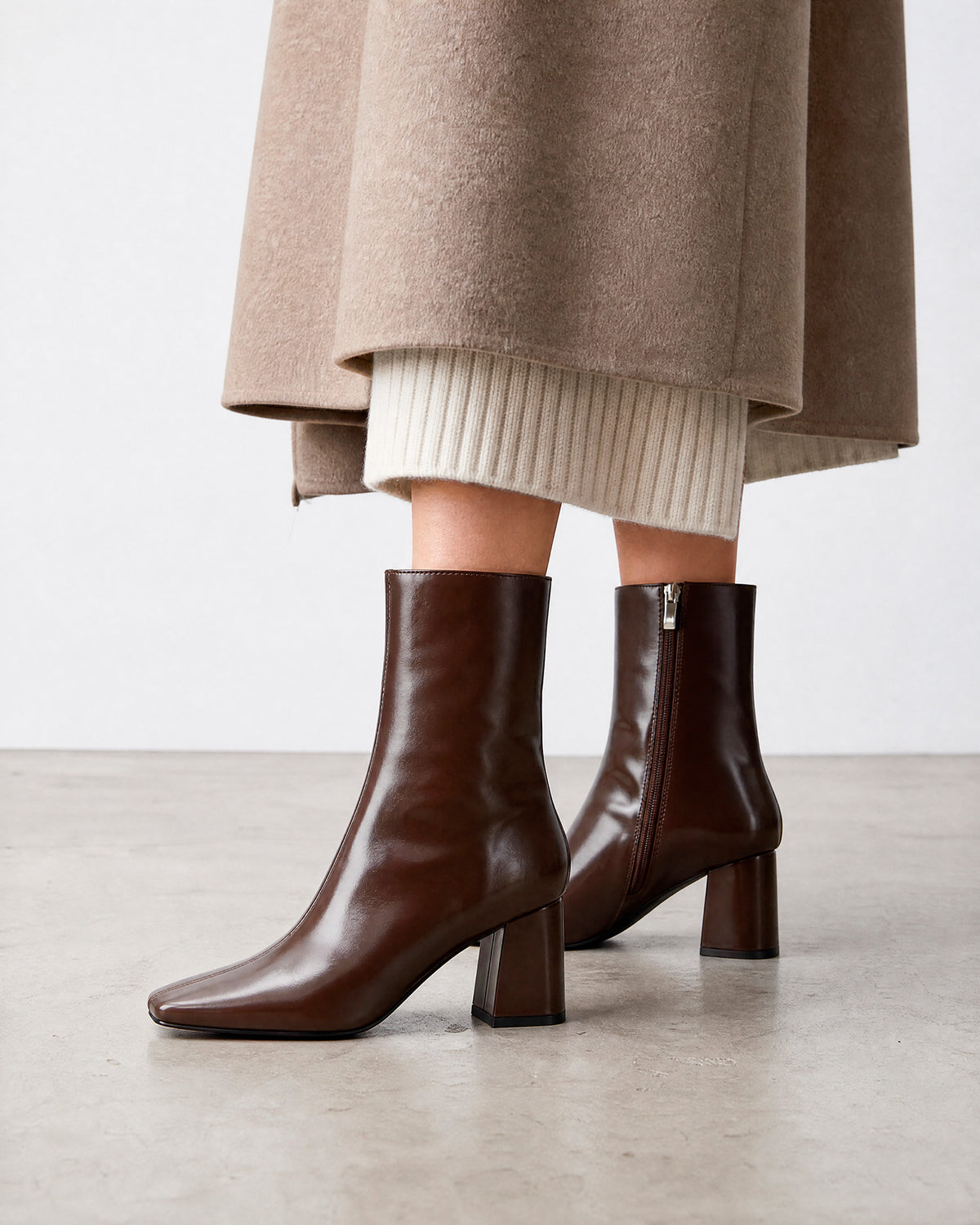 Absatz-Stiefelette aus softem Braun 