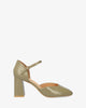Pumps aus Lackleder in Khaki 