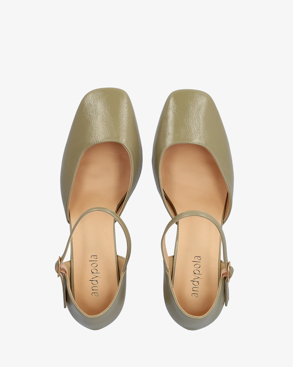 Pumps aus Lackleder in Khaki 