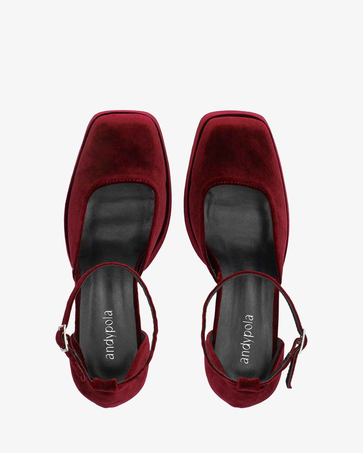 Buty na obcasie z platformą z bordowego aksamitu 
