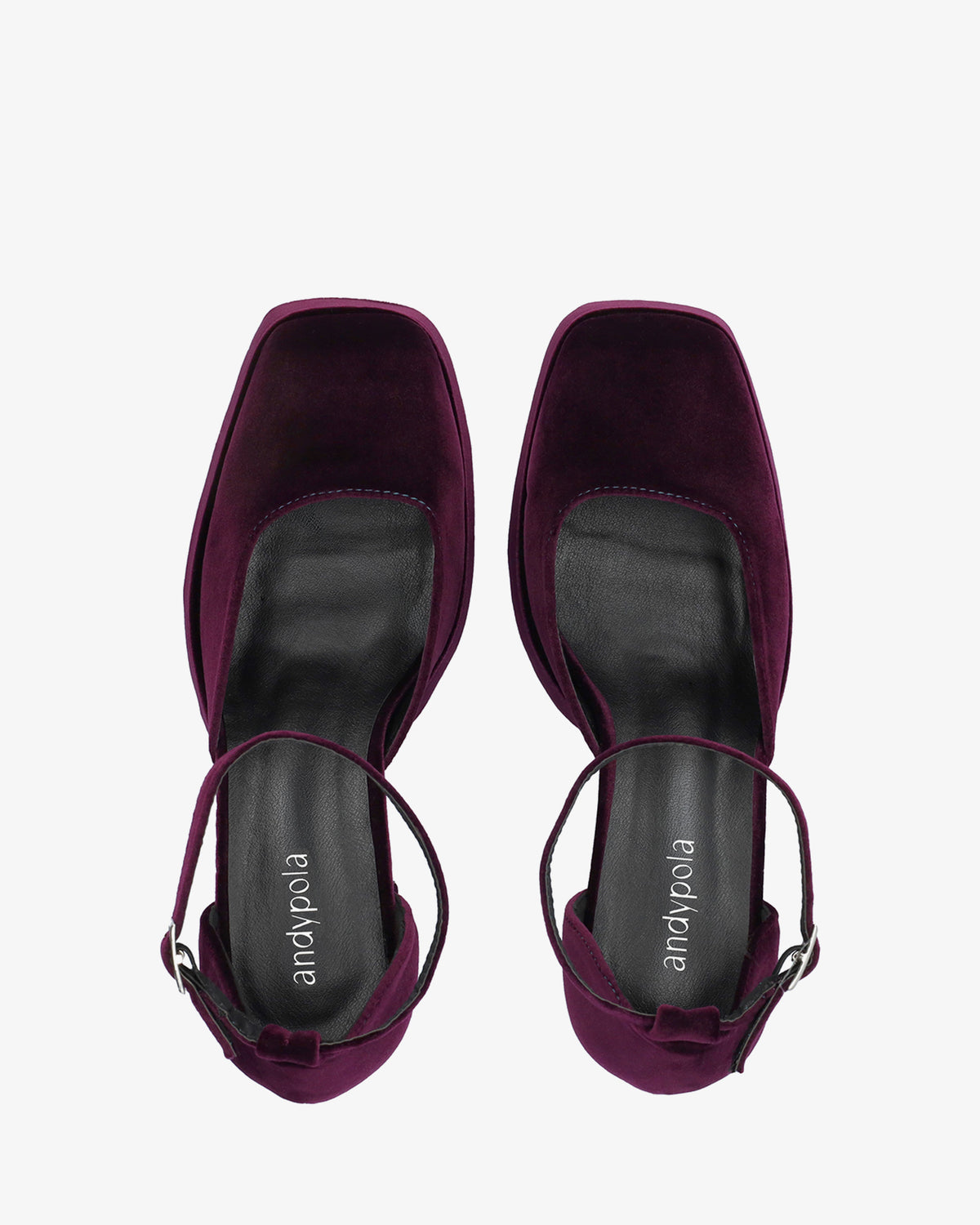 Sapato de salto com plataforma em veludo roxo 