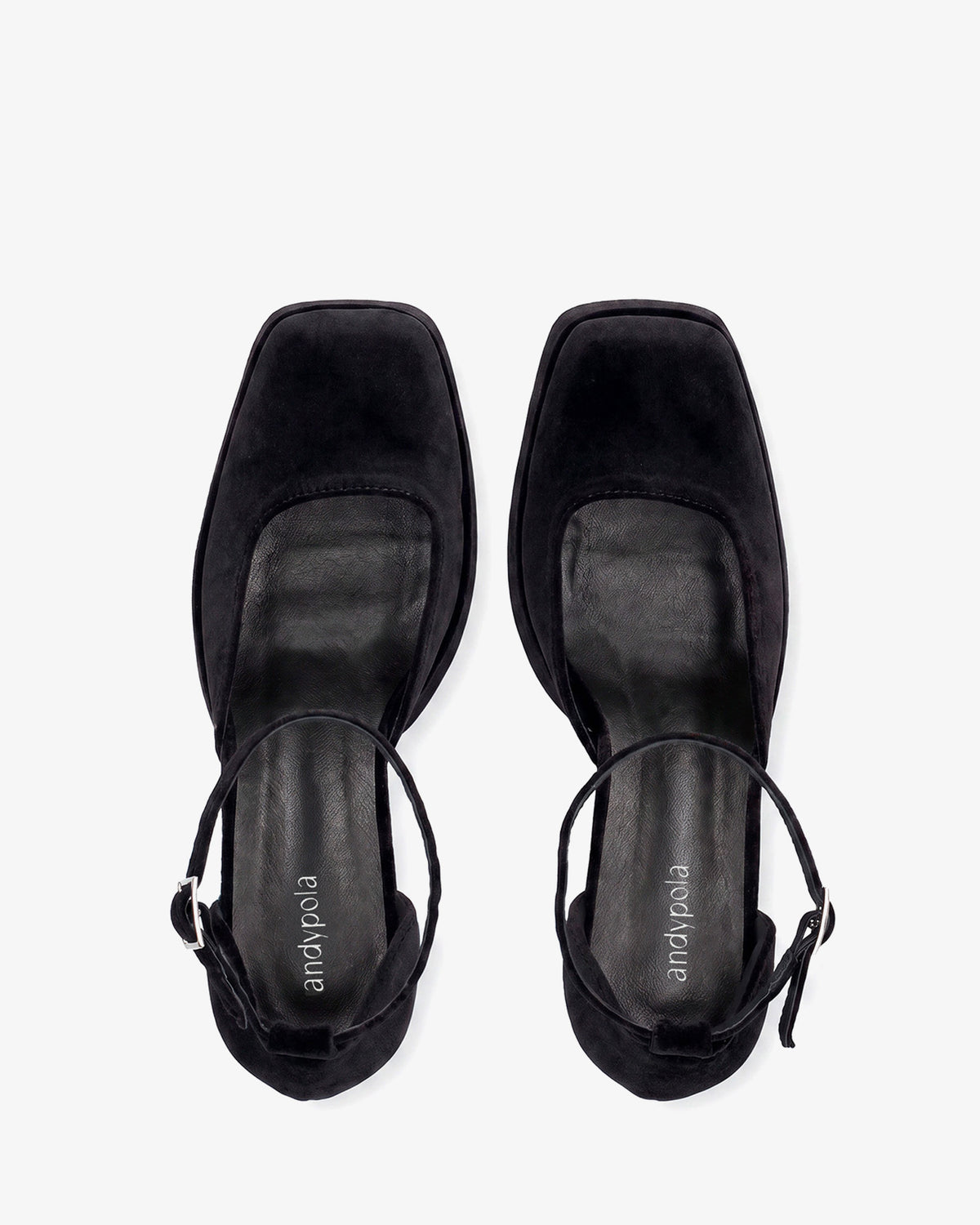 Buty na obcasie z platformą z czarnego aksamitu 