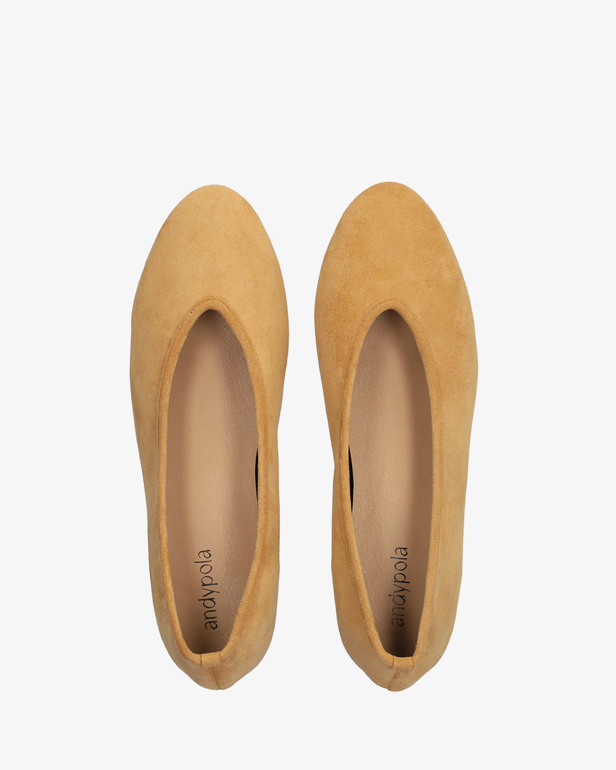 Sand-colored faux suede ballet flats 