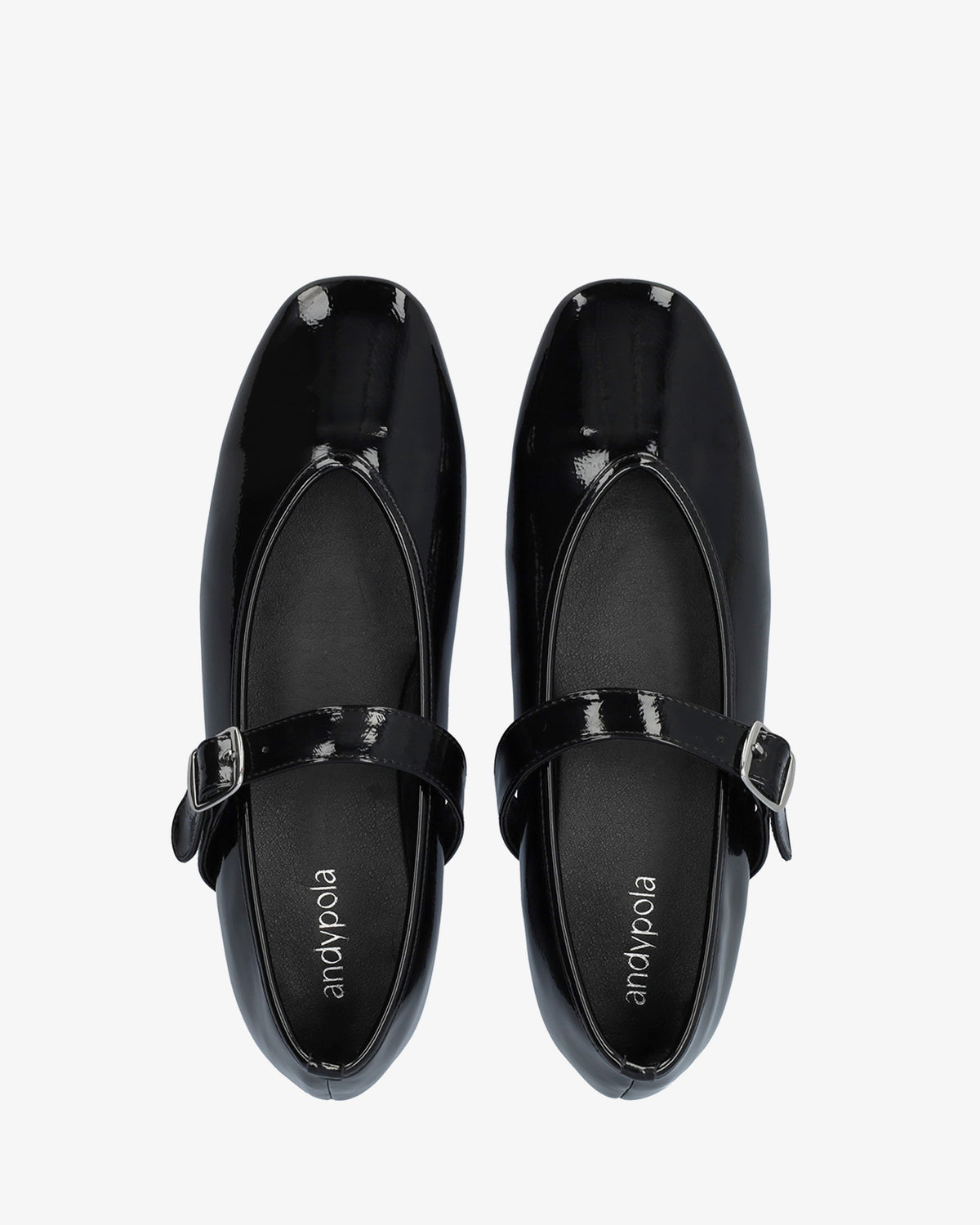 Ballerina bassa Mary Jane in vernice stropicciata nera 