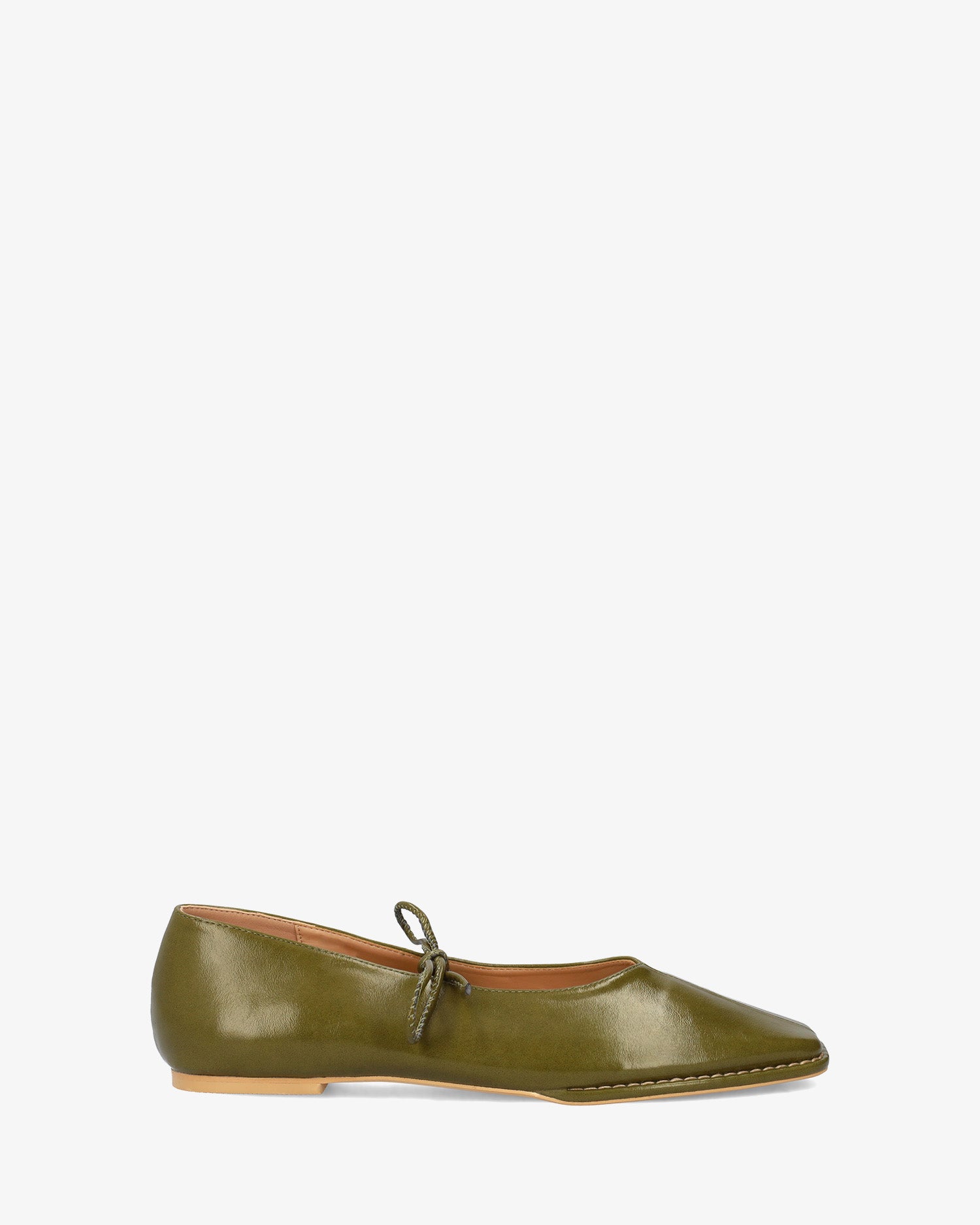 Ballerine plate en soft satiné kaki 