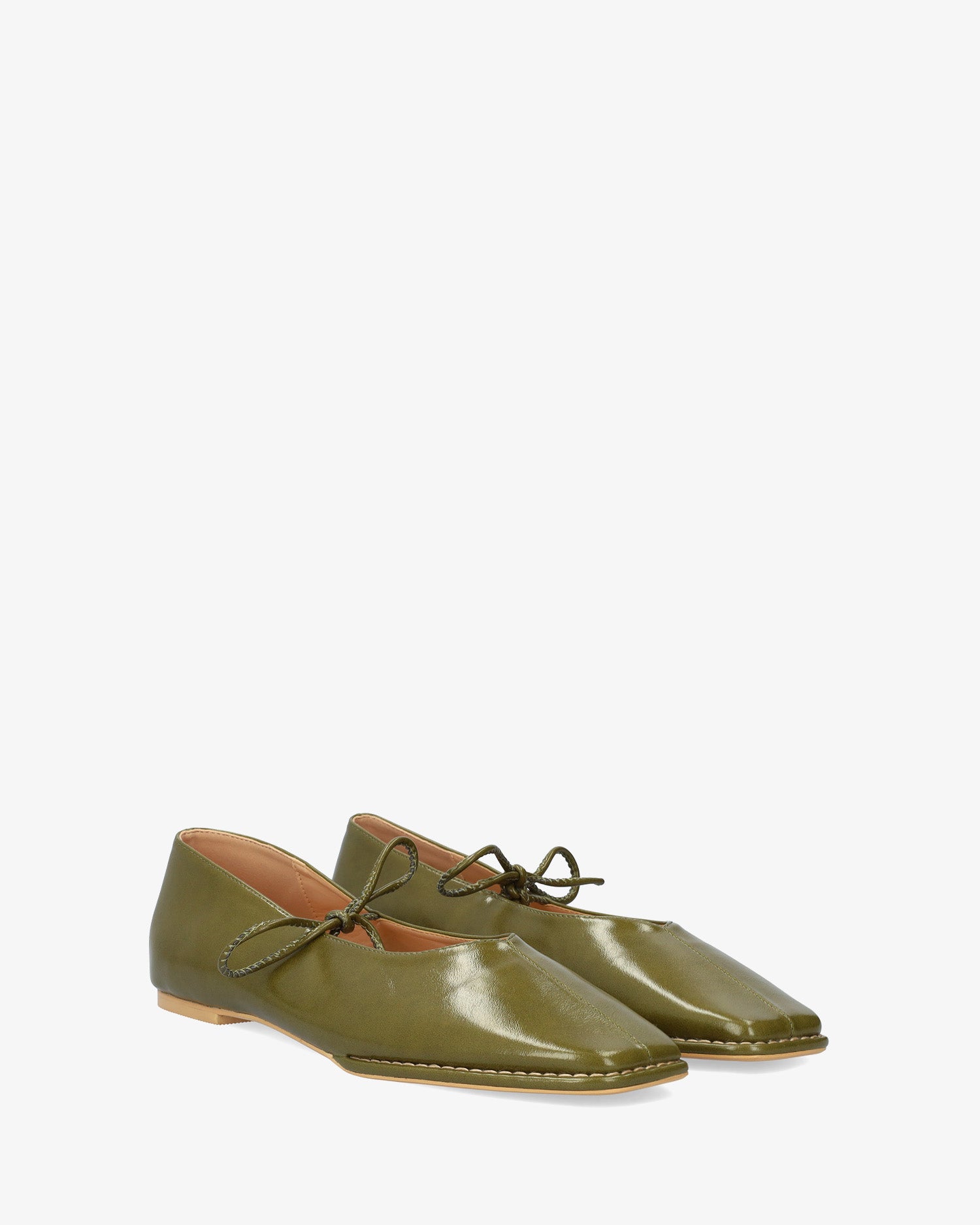 Ballerine plate en soft satiné kaki 