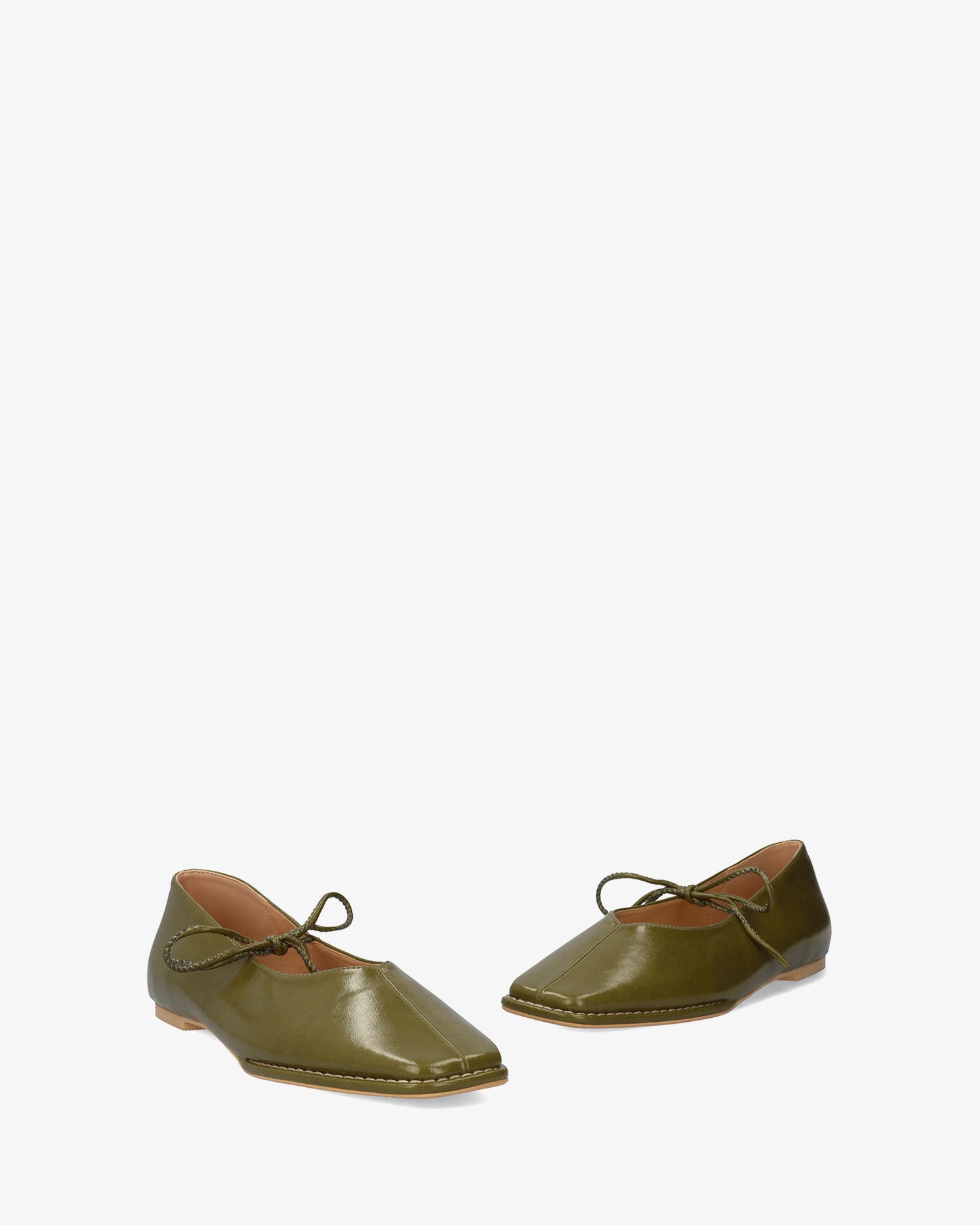 Ballerine plate en soft satiné kaki 