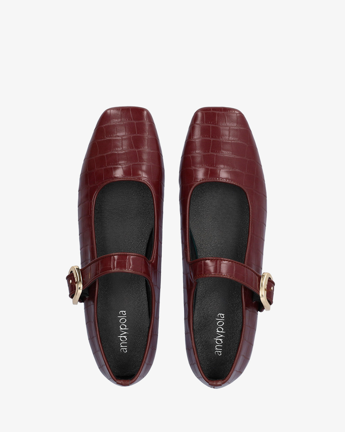 Flat Mary Jane ballerina in burgundy soft coco 
